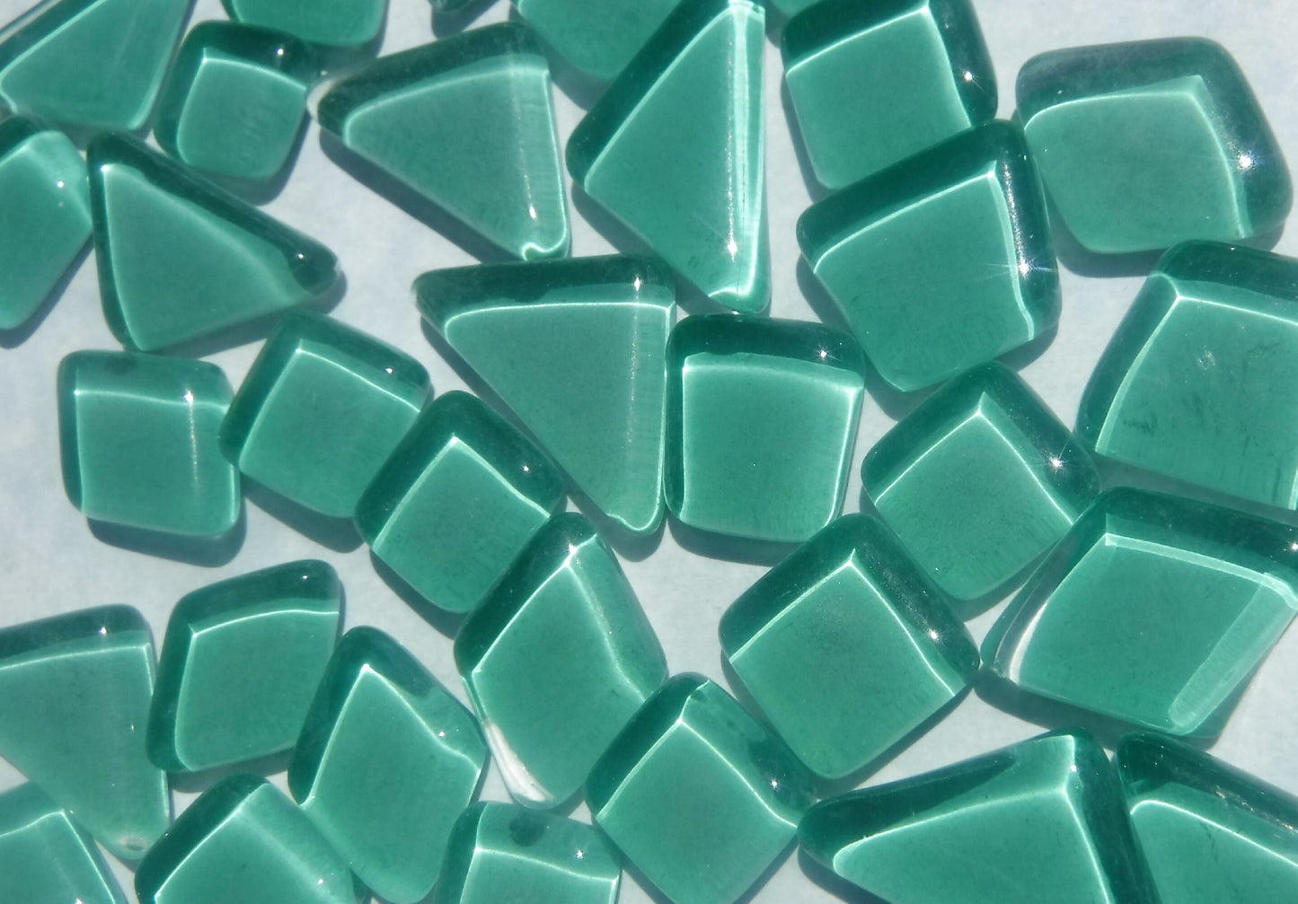 Sea Foam Green Glass Puzzle Tiles - Assorted Shapes - 100 grams Mosaic Tiles