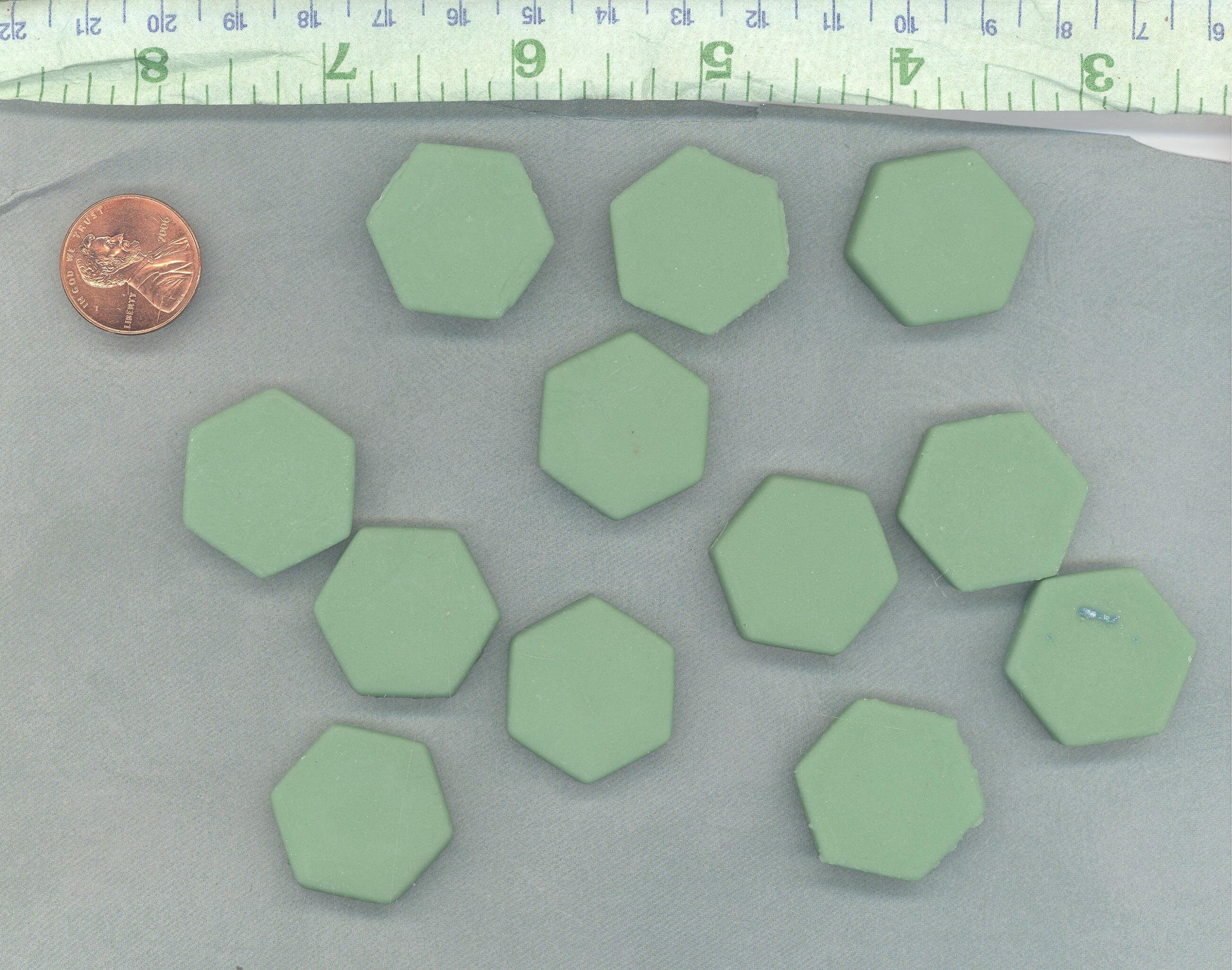 Mint Green Hexagon Mosaic Tiles - 25 Glass 23mm MATTE Tiles