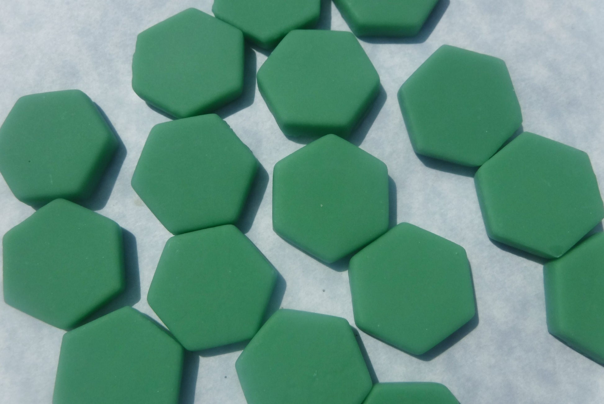 Mint Green Hexagon Mosaic Tiles - 25 Glass 23mm MATTE Tiles