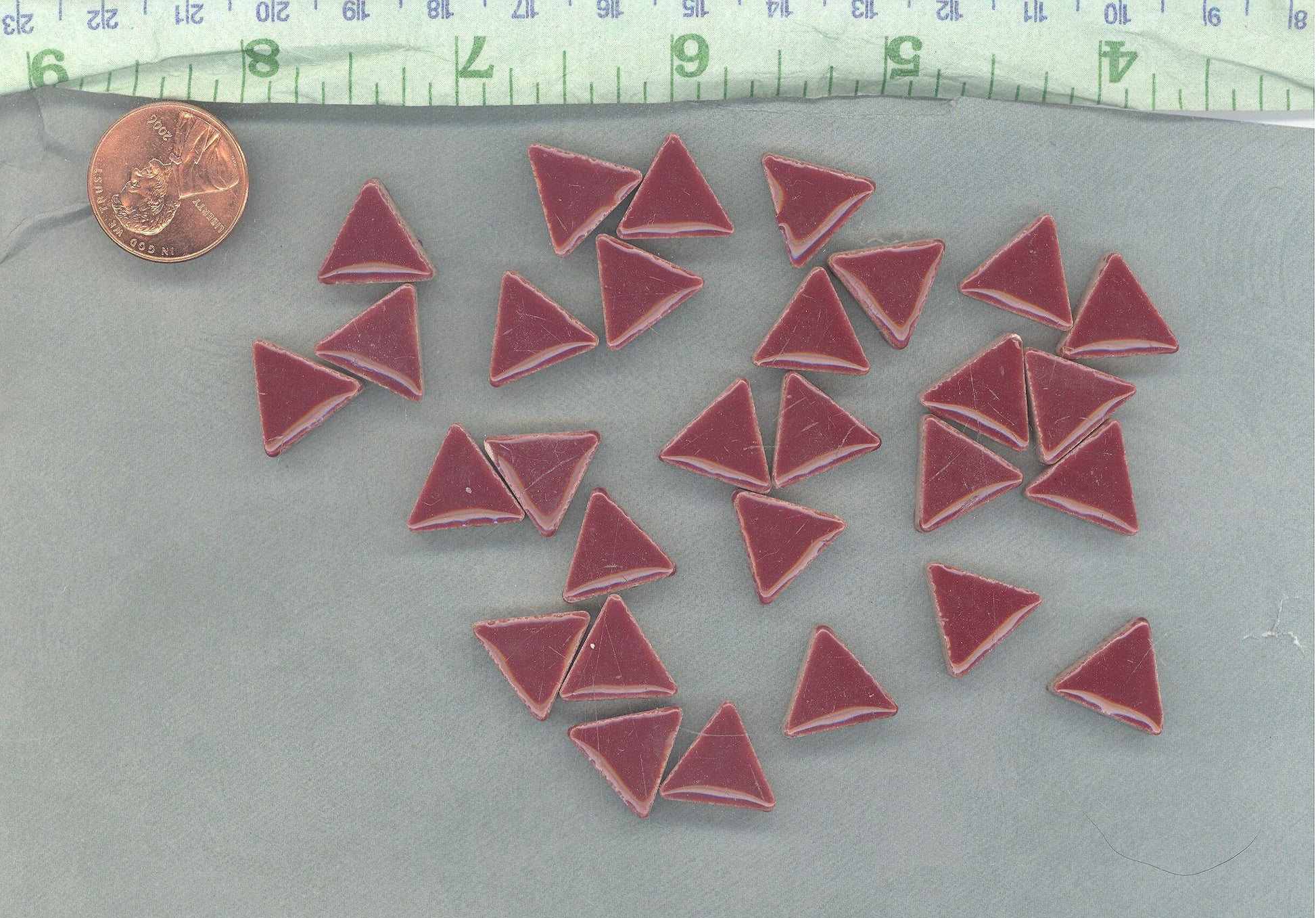 Burgundy Mini Triangles Mosaic Tiles - 50g Ceramic - 15mm