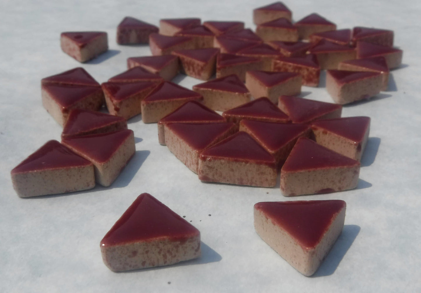 Burgundy Mini Triangles Mosaic Tiles - 50g Ceramic - 15mm