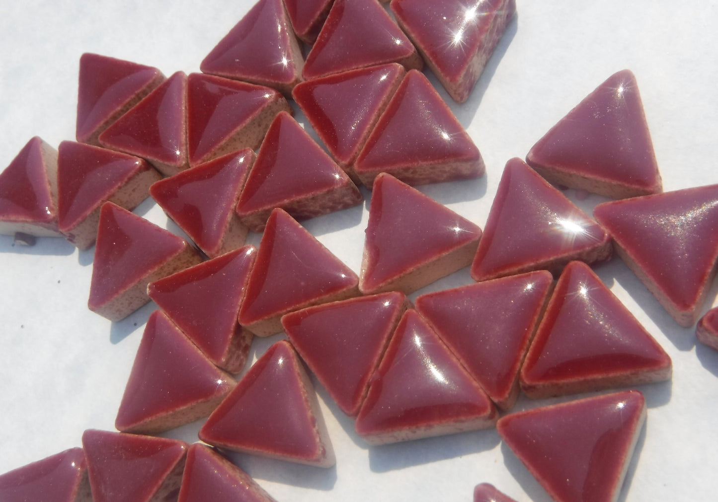 Burgundy Mini Triangles Mosaic Tiles - 50g Ceramic - 15mm