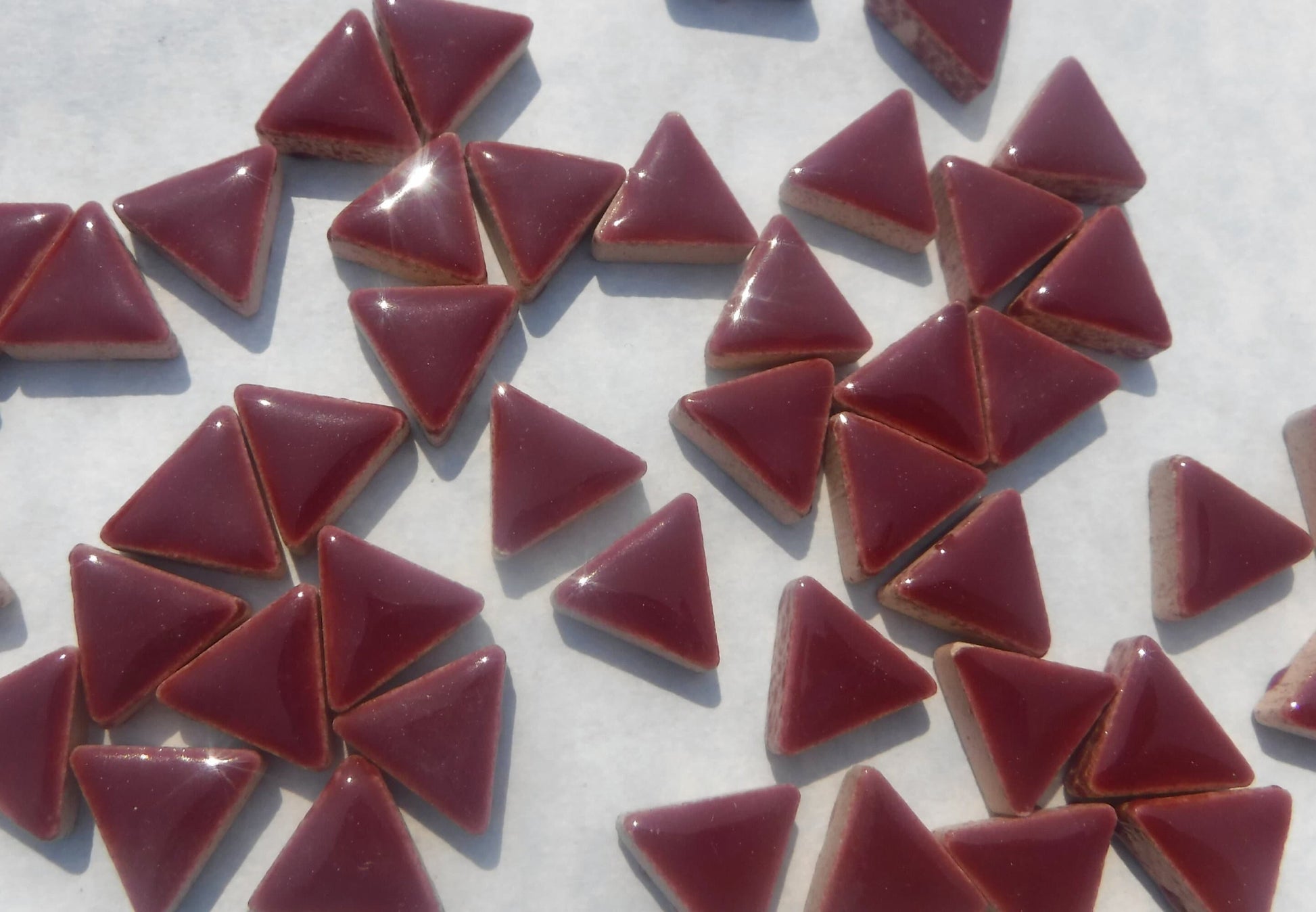 Burgundy Mini Triangles Mosaic Tiles - 50g Ceramic - 15mm