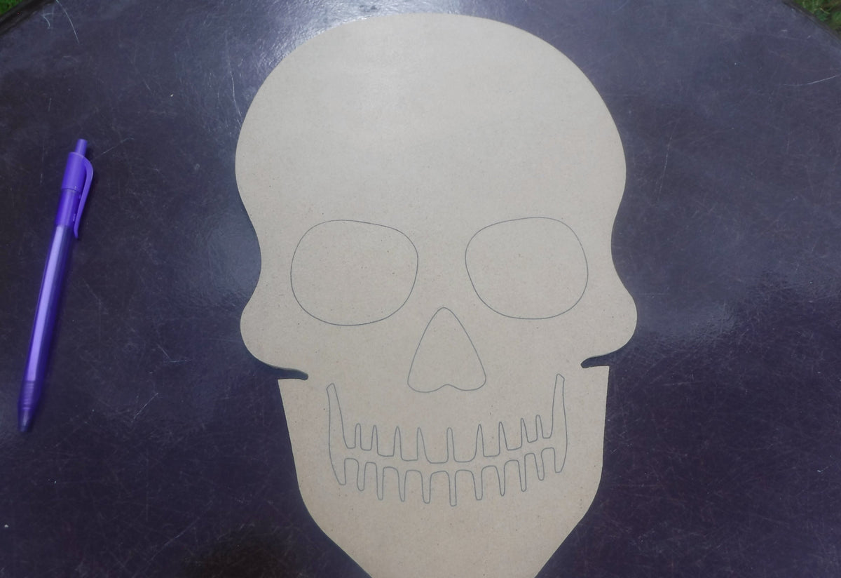 Skull Plaque - Unfinished THIN MDF Extra Large 12 inch Sign DIY - Halloween Day of the Dead Decor Sugar Skull