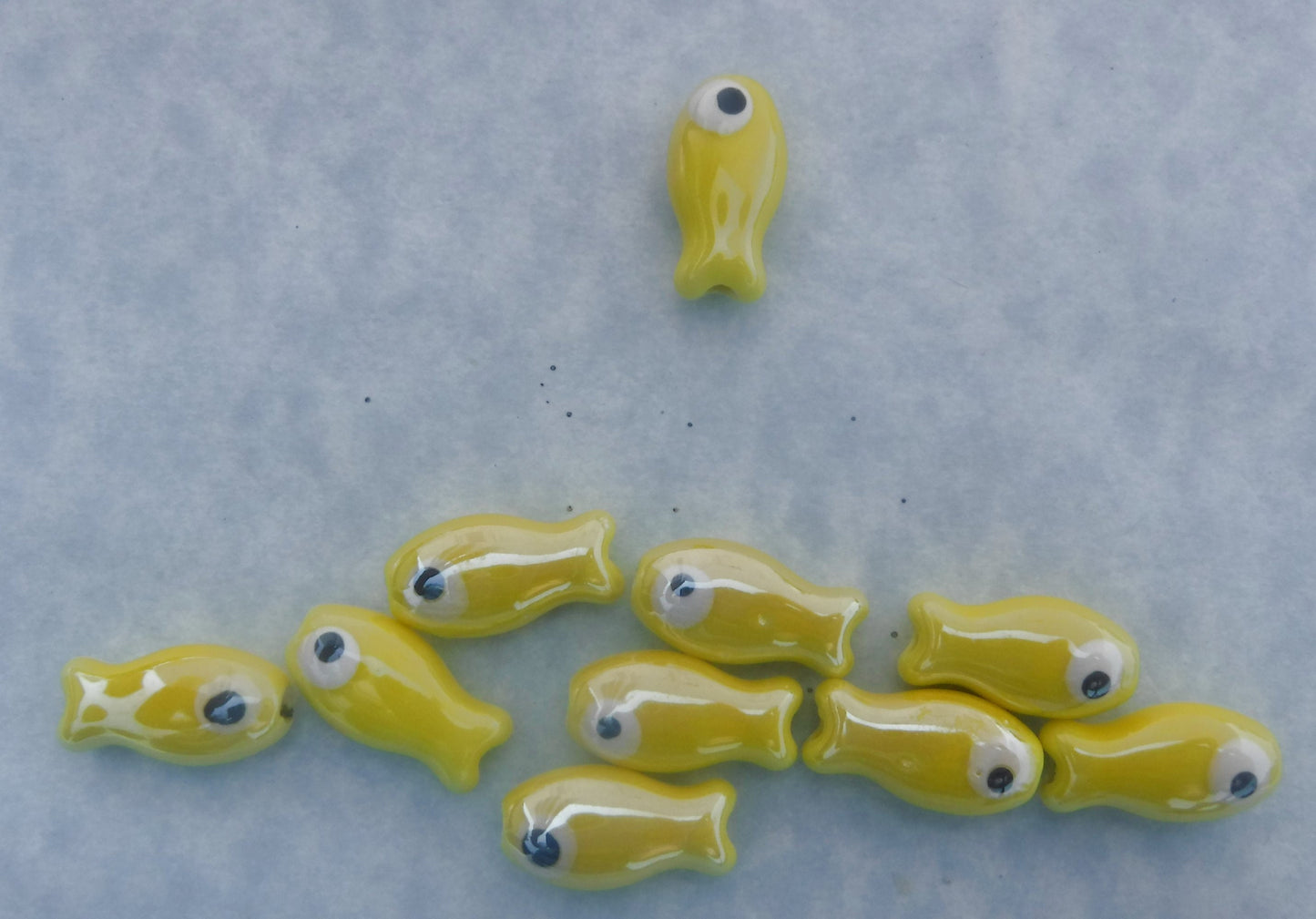 Yellow Fish Beads - Ceramic Mosaic Tiles - Jewelry Supplies