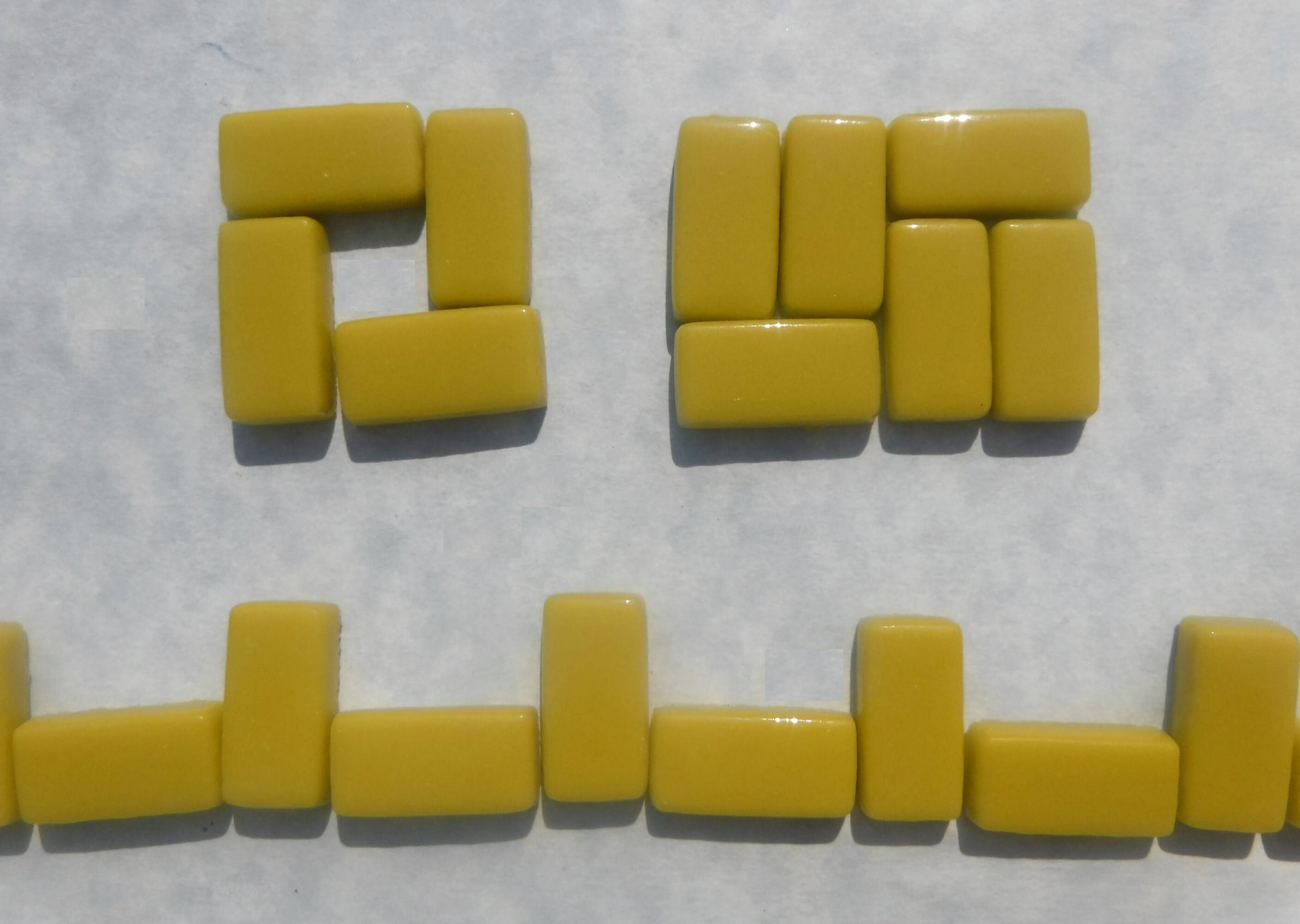 Mellow Yellow Rectangle Mosaic Tiles - 20mm - 100g Opaque Glass Bars - Approx 35 Tiles