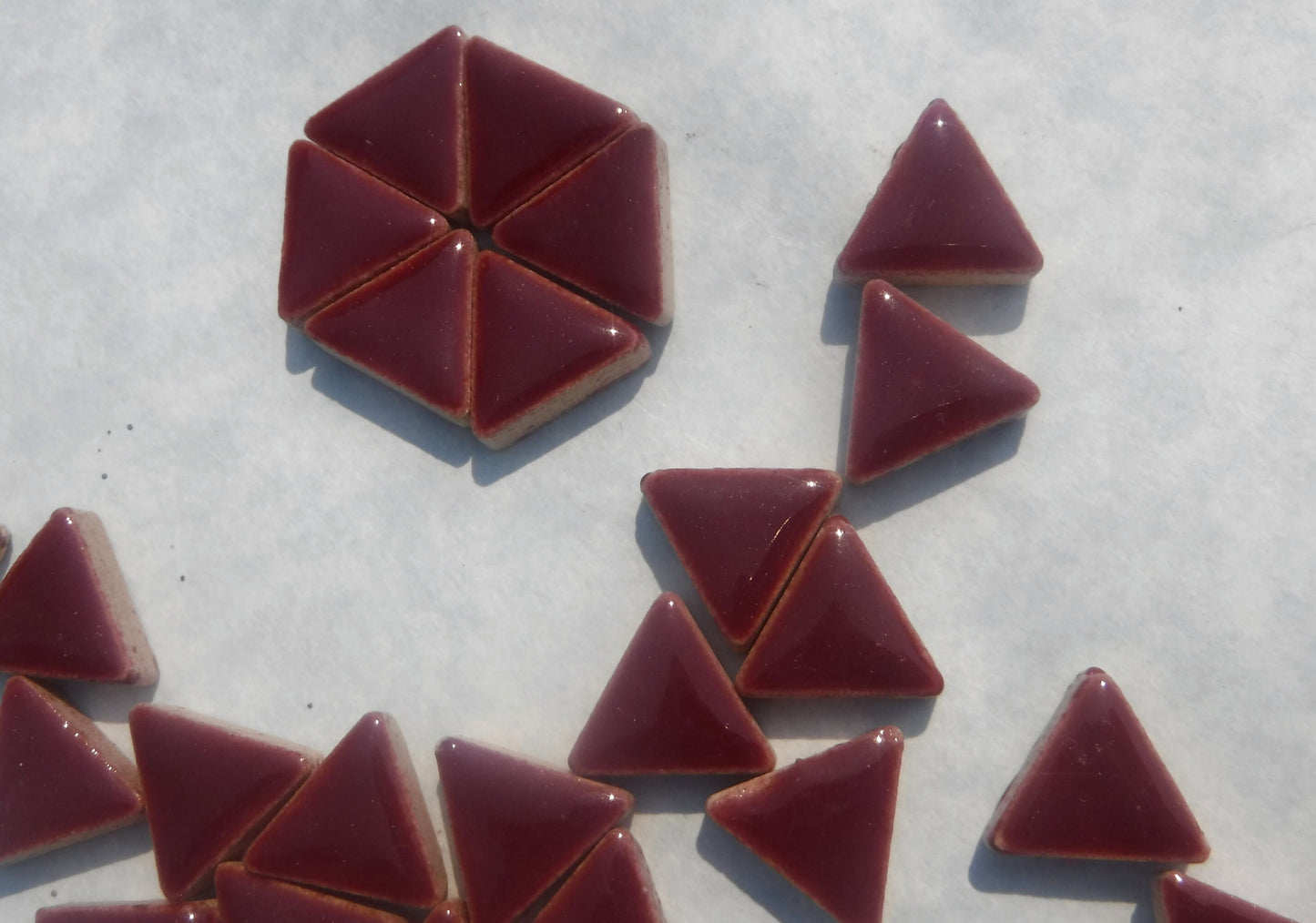 Burgundy Mini Triangles Mosaic Tiles - 50g Ceramic - 15mm