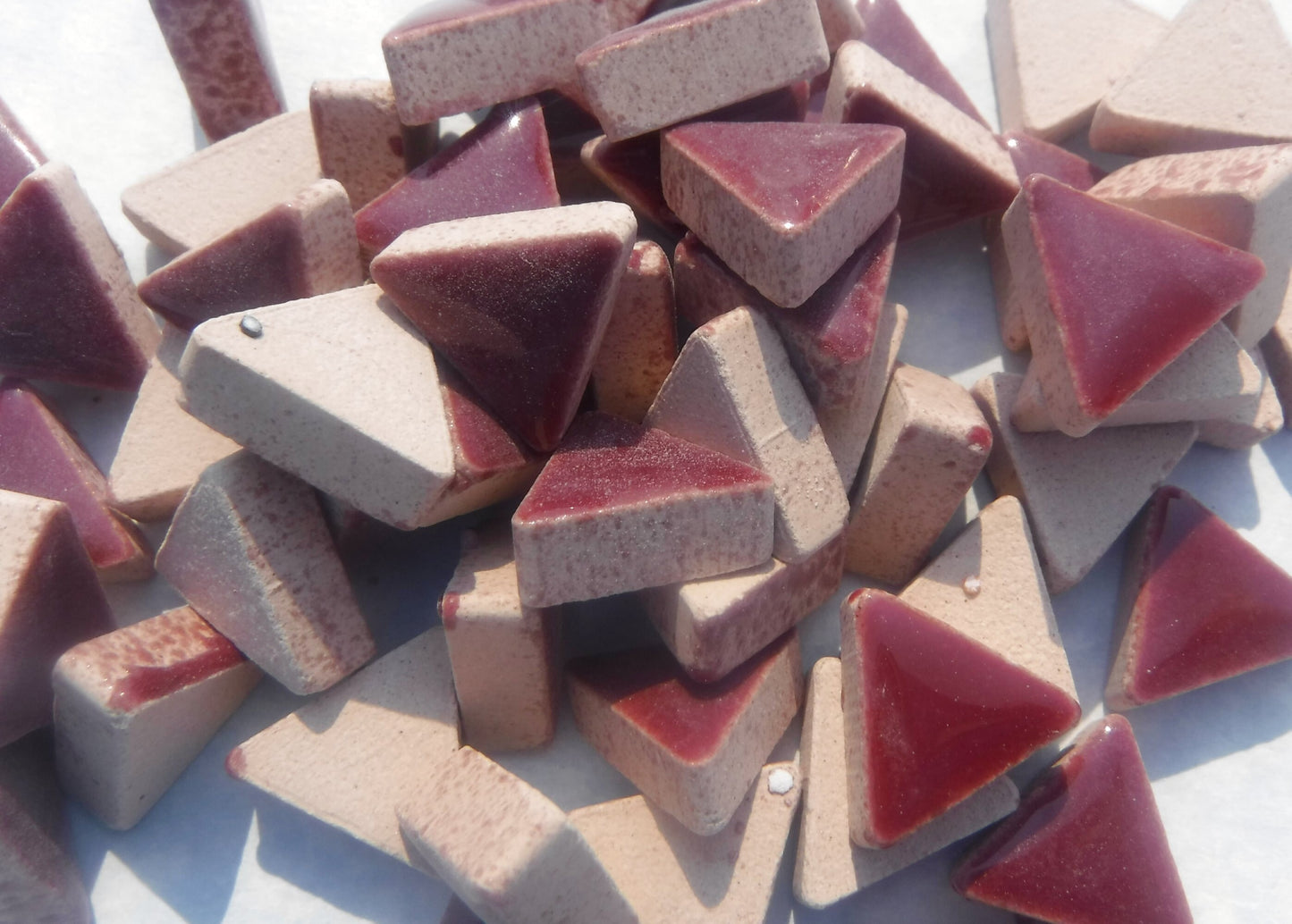 Burgundy Mini Triangles Mosaic Tiles - 50g Ceramic - 15mm