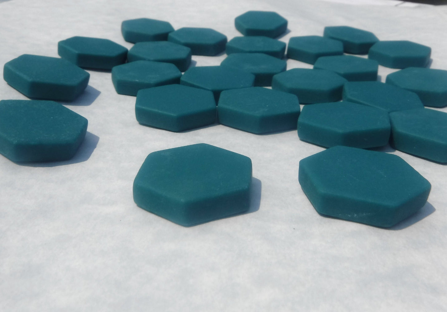 Dark Teal Hexagon Mosaic Tiles - 25 Glass 23mm MATTE Tiles