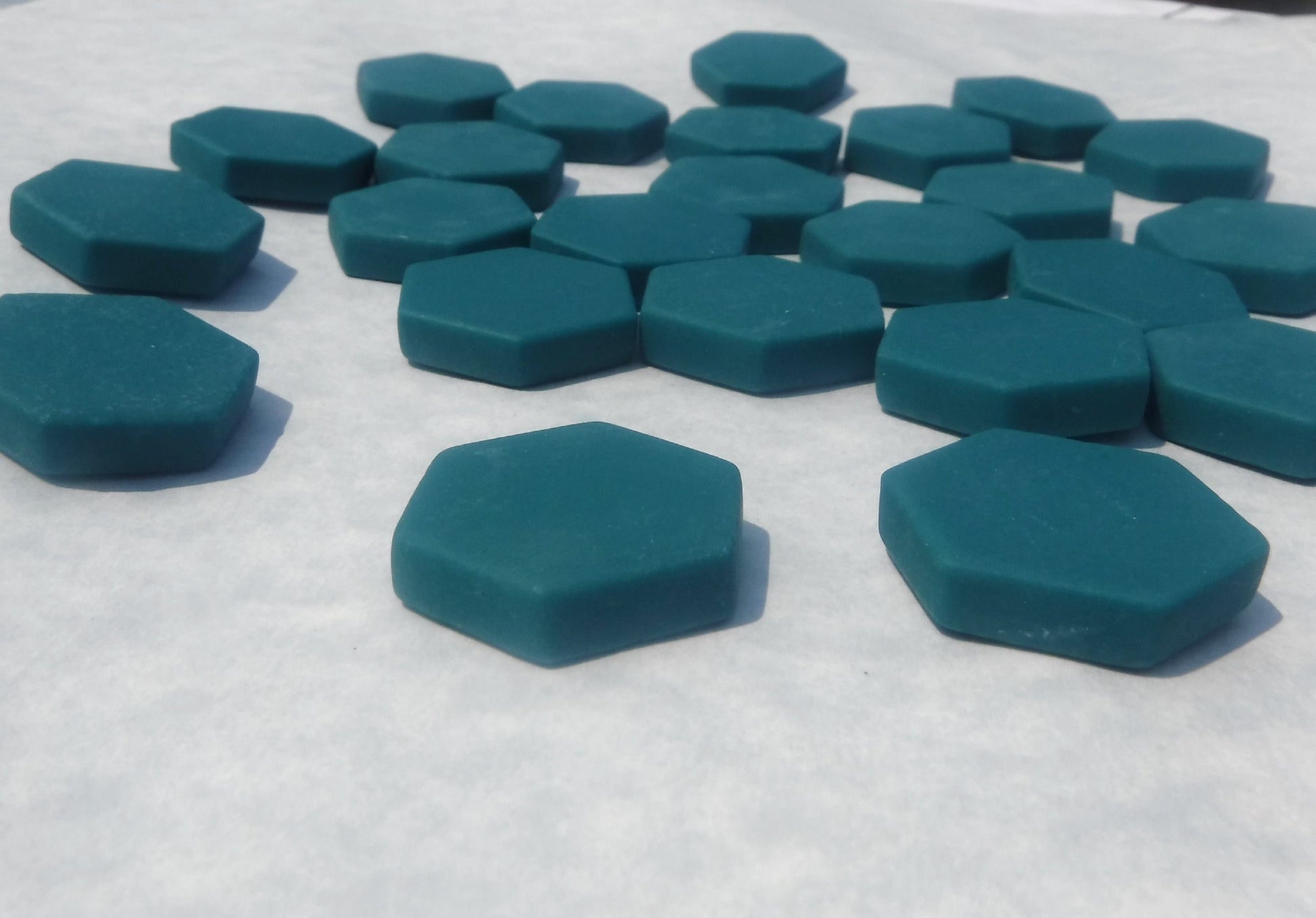 Dark Teal Hexagon Mosaic Tiles - 25 Glass 23mm MATTE Tiles