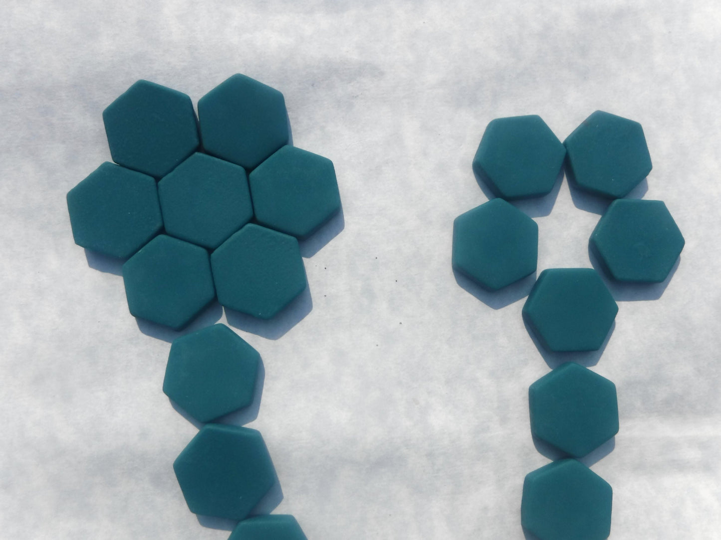 Dark Teal Hexagon Mosaic Tiles - 25 Glass 23mm MATTE Tiles