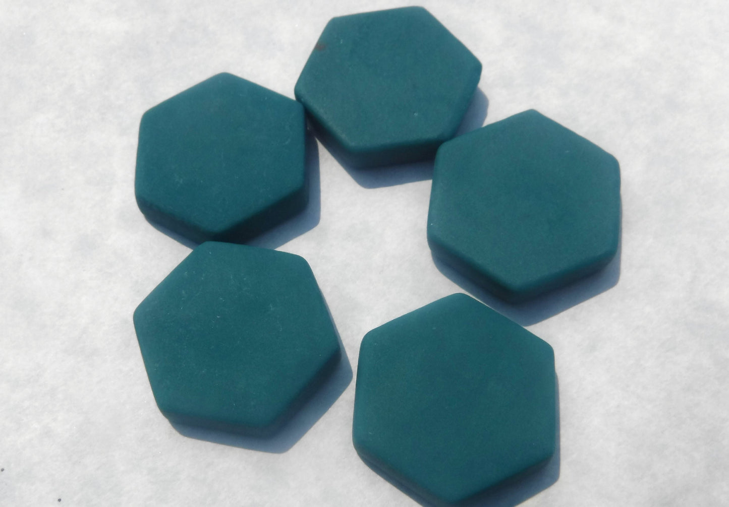 Dark Teal Hexagon Mosaic Tiles - 25 Glass 23mm MATTE Tiles