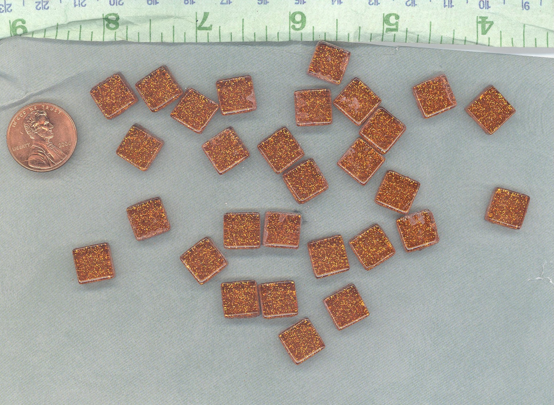 Orange Tiny Glitter Tiles - 1 cm Squares - 100g - Over 100 Metallic Tiny Glass Tiles in Roasted Orange