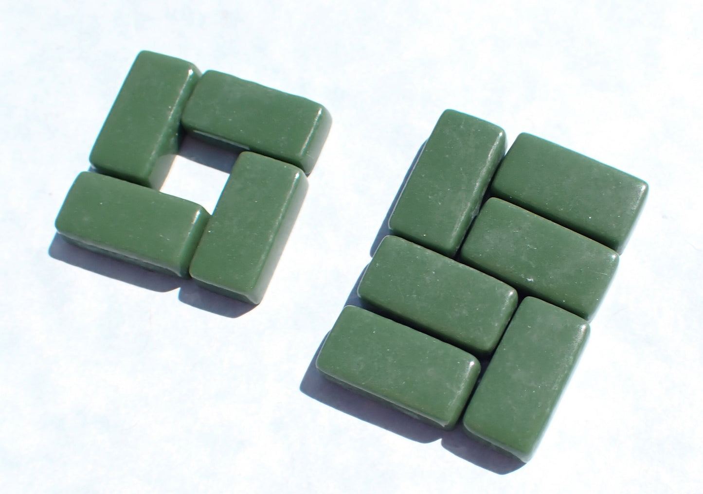 Cedar Green Rectangle Mosaic Tiles - 20mm - 100g Opaque Glass Bars - Approx 35 Tiles