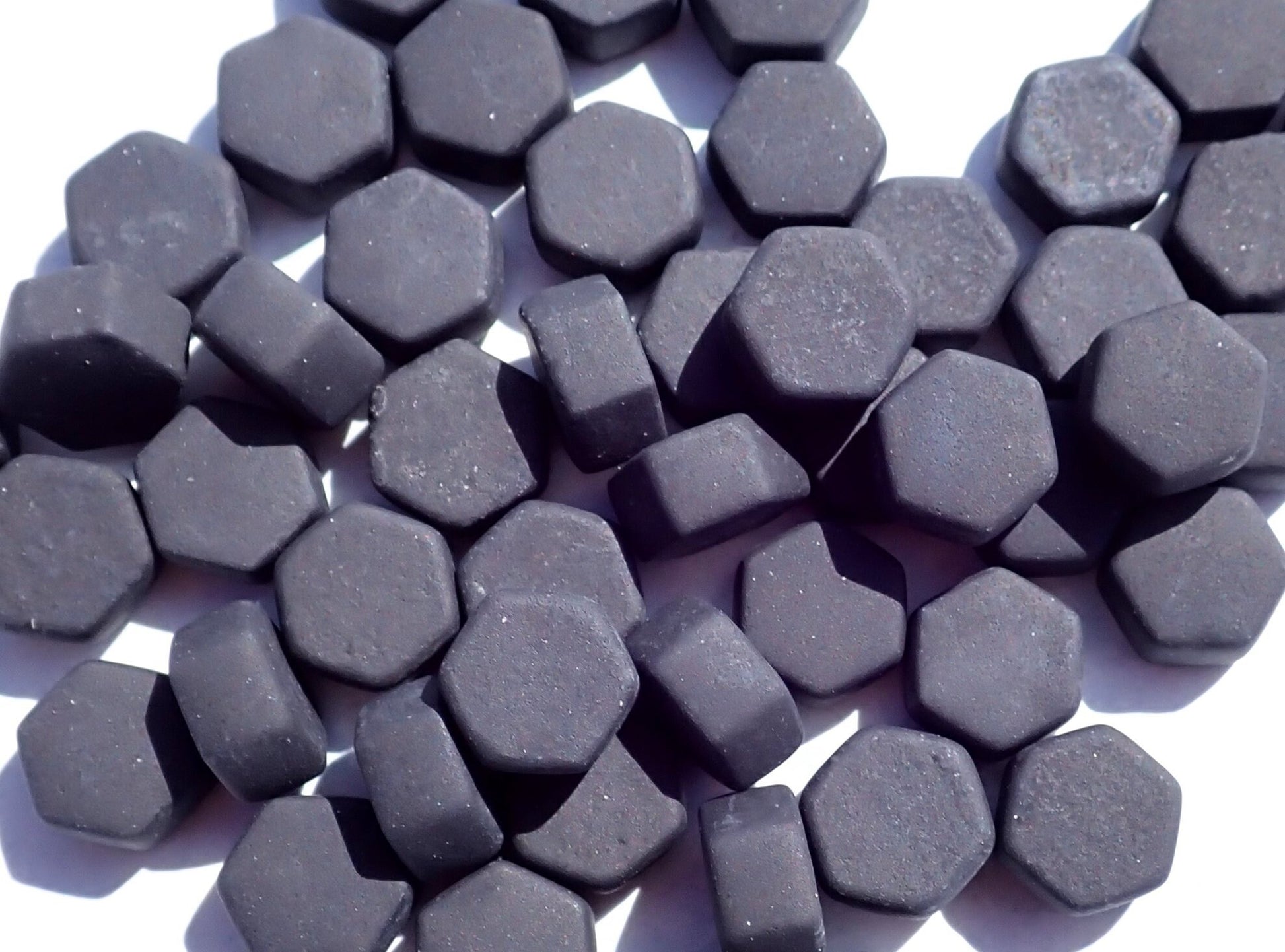 Black Hexagon Mosaic Tiles - 10mm - 50g Opaque Glass Tiles MATTE Finish - Approx 40 Tiles