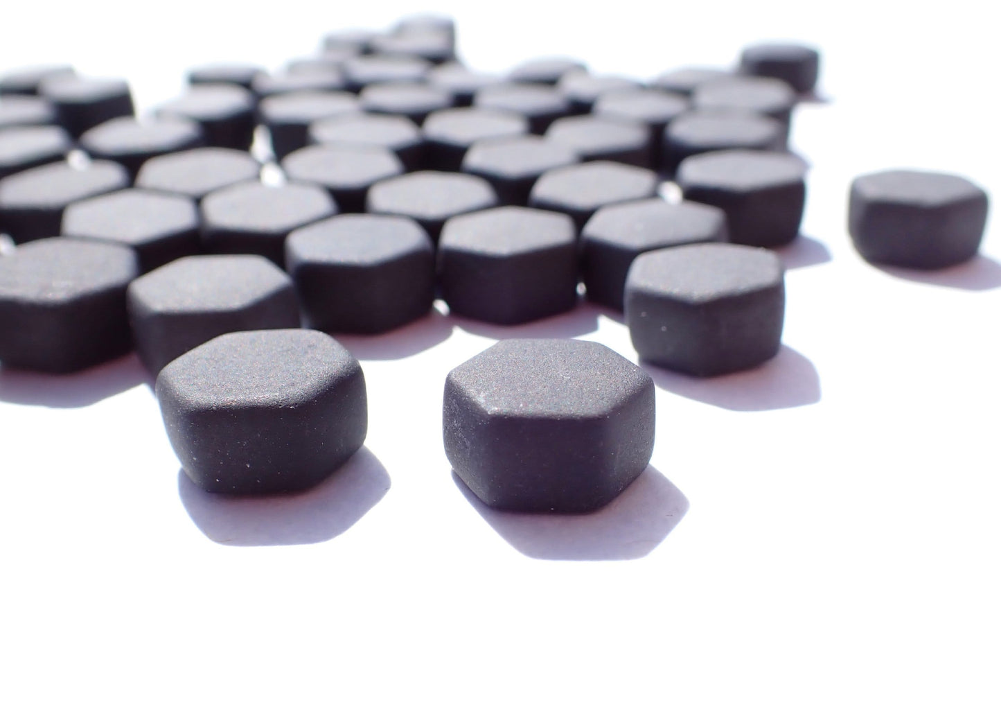 Black Hexagon Mosaic Tiles - 10mm - 50g Opaque Glass Tiles MATTE Finish - Approx 40 Tiles