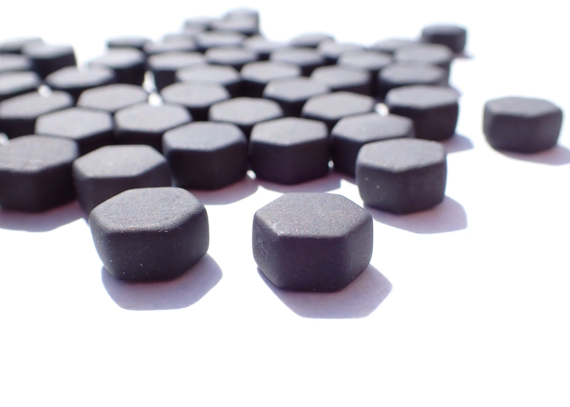 Black Hexagon Mosaic Tiles - 10mm - 50g Opaque Glass Tiles MATTE Finish - Approx 40 Tiles