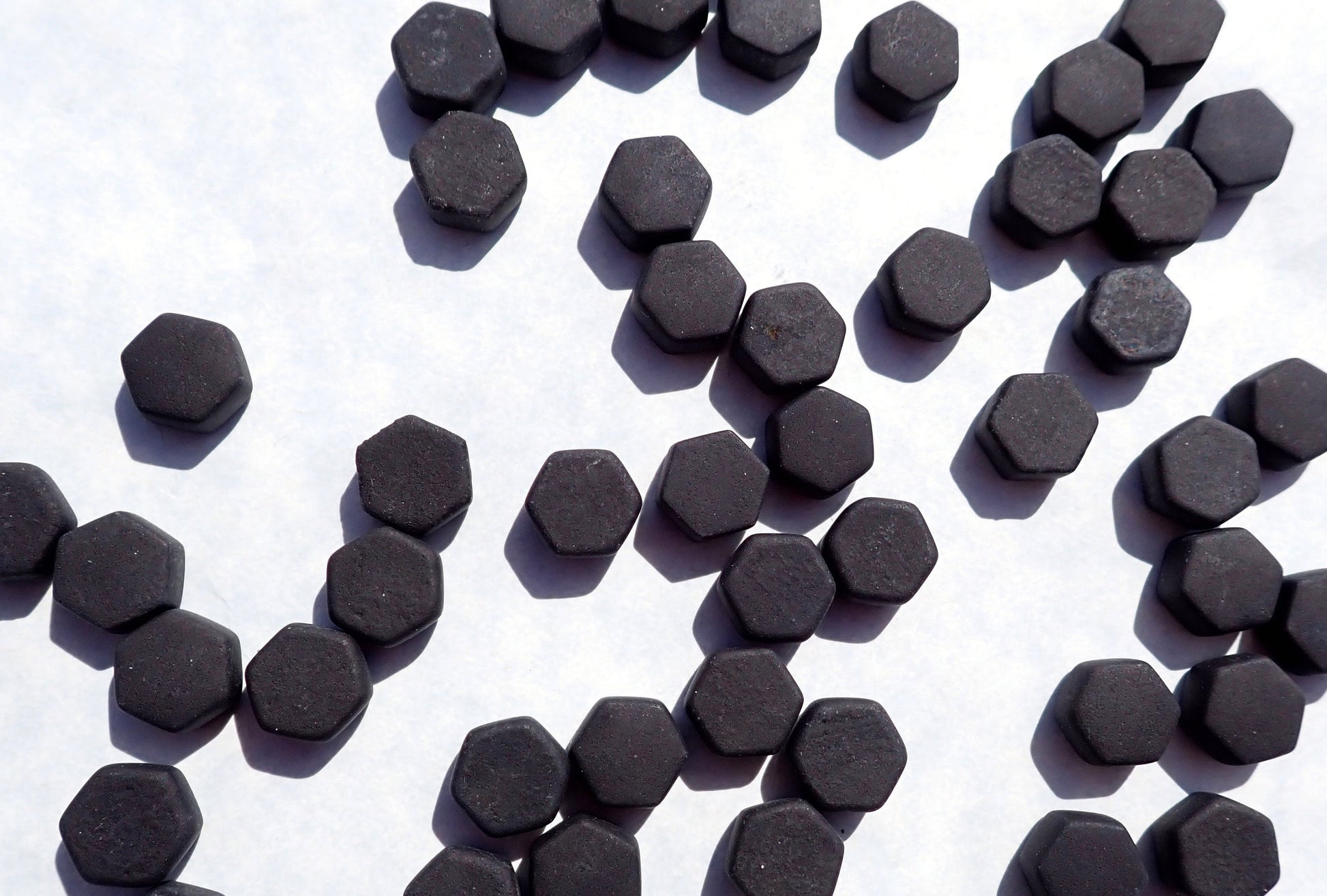 Black Hexagon Mosaic Tiles - 10mm - 50g Opaque Glass Tiles MATTE Finish - Approx 40 Tiles