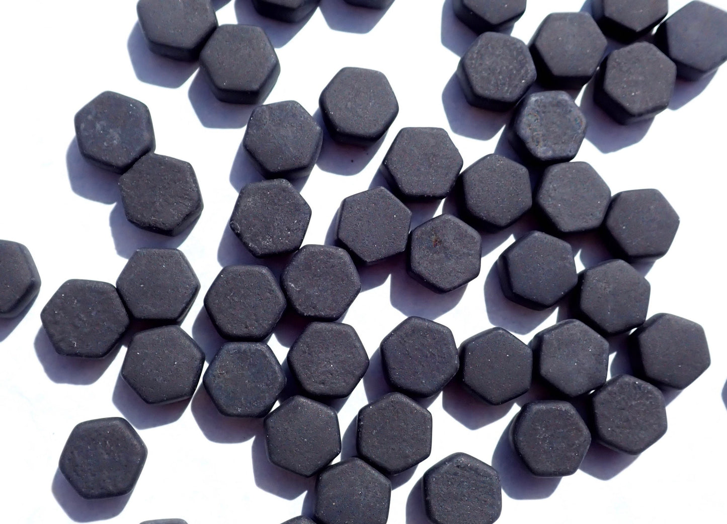 Black Hexagon Mosaic Tiles - 10mm - 50g Opaque Glass Tiles MATTE Finish - Approx 40 Tiles