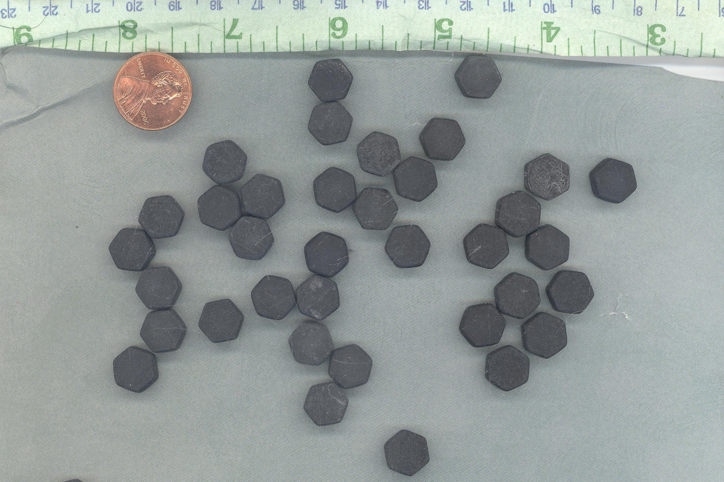 Black Hexagon Mosaic Tiles - 10mm - 50g Opaque Glass Tiles MATTE Finish - Approx 40 Tiles