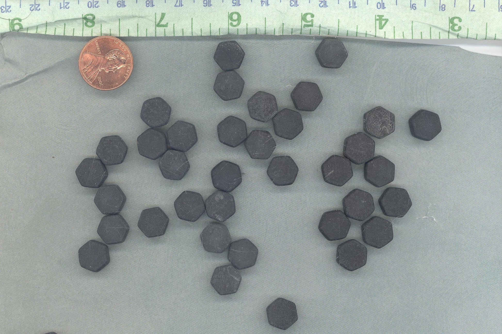 Black Hexagon Mosaic Tiles - 10mm - 50g Opaque Glass Tiles MATTE Finish - Approx 40 Tiles