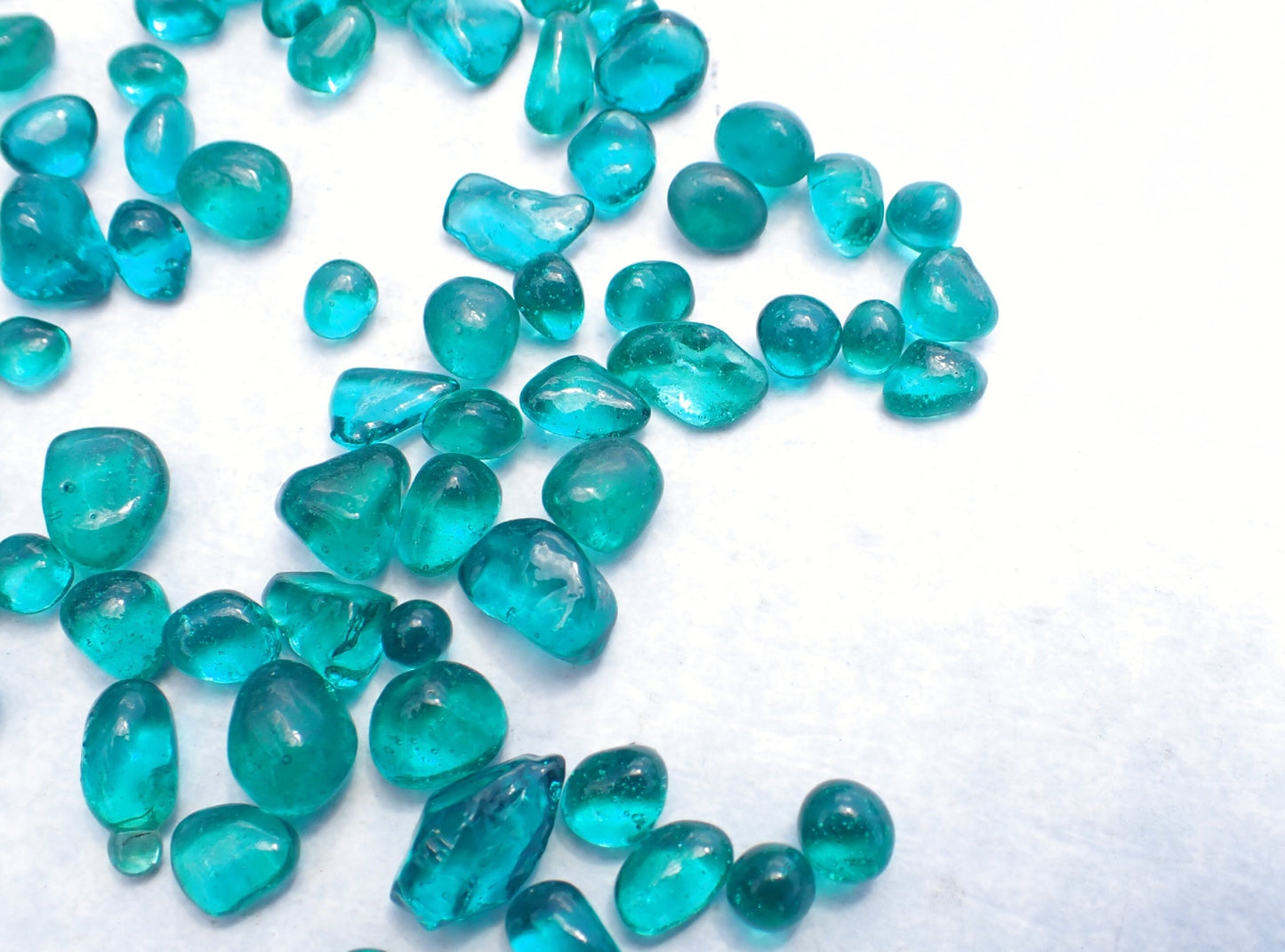 Teal Green Tumbled Glass Pebbles - Half Pound - Vase Fillers - Cottage Decor Wedding - Aquarium Gravel