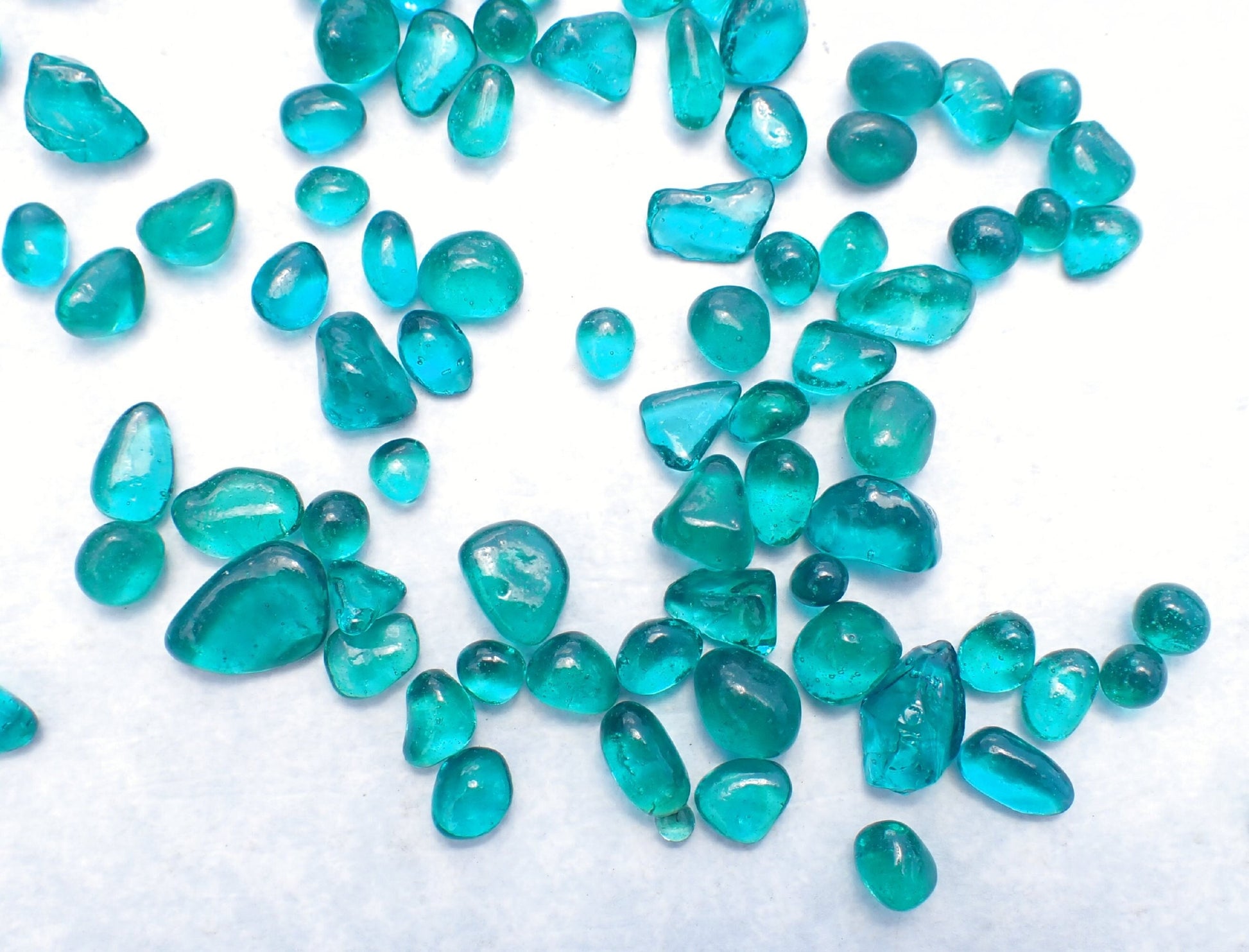 Teal Green Tumbled Glass Pebbles - Half Pound - Vase Fillers - Cottage Decor Wedding - Aquarium Gravel