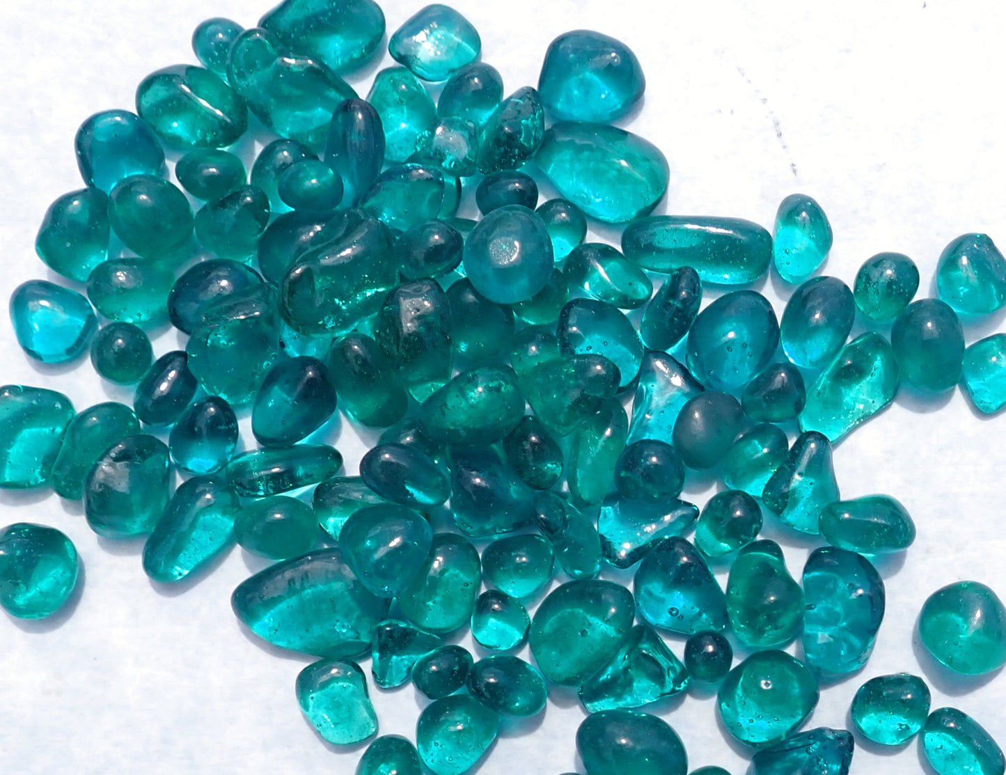 Teal Green Tumbled Glass Pebbles - Half Pound - Vase Fillers - Cottage Decor Wedding - Aquarium Gravel