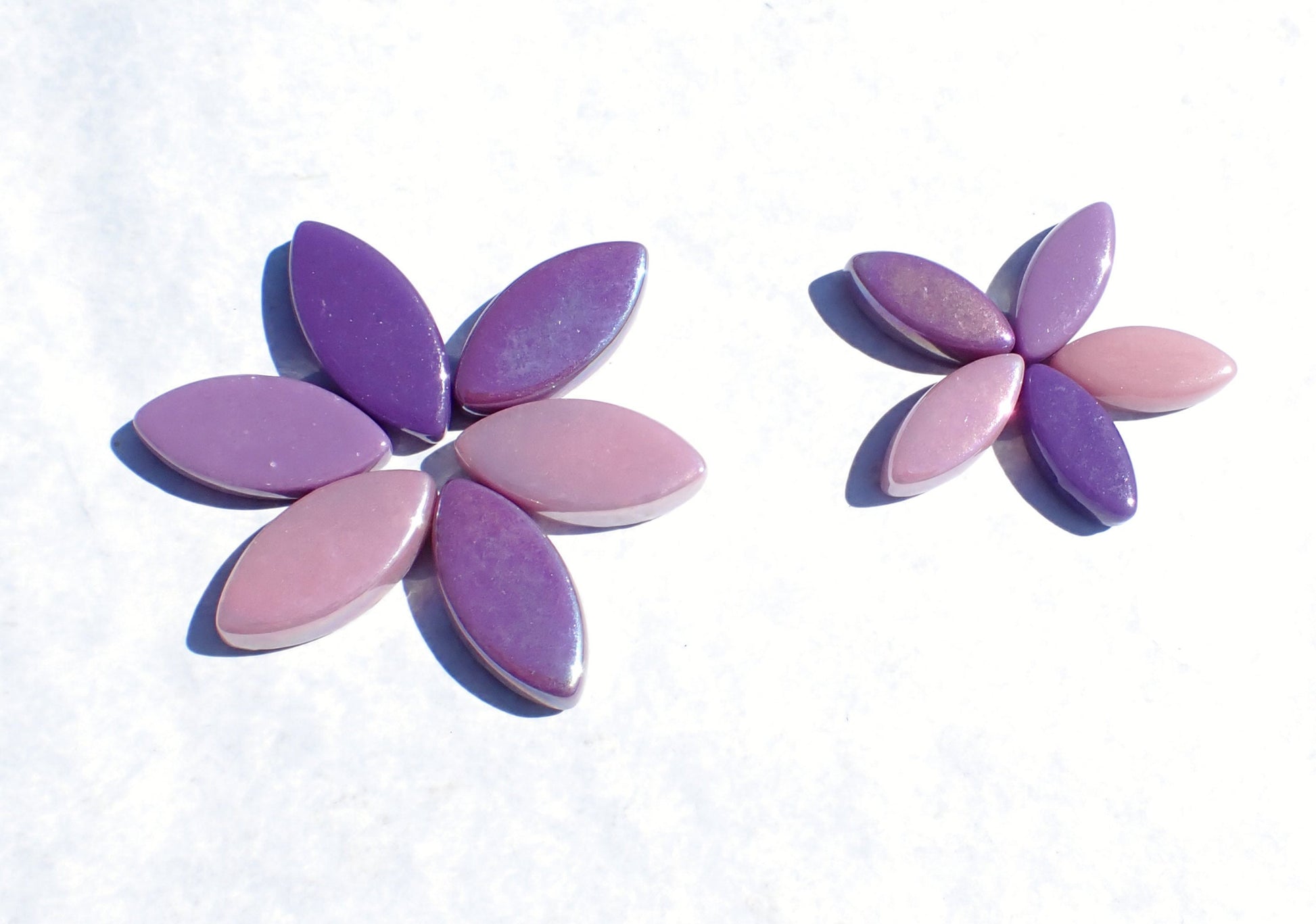 Pink and Purple Glass Leaves - 50g of Petals in 14mm and 19mm Mix of 2 Sizes - Heather