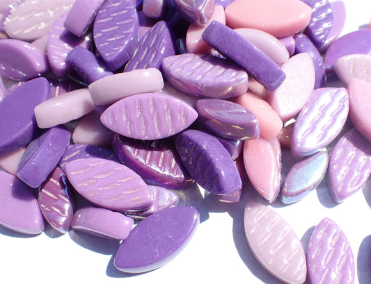 Pink and Purple Glass Leaves - 50g of Petals in 14mm and 19mm Mix of 2 Sizes - Heather
