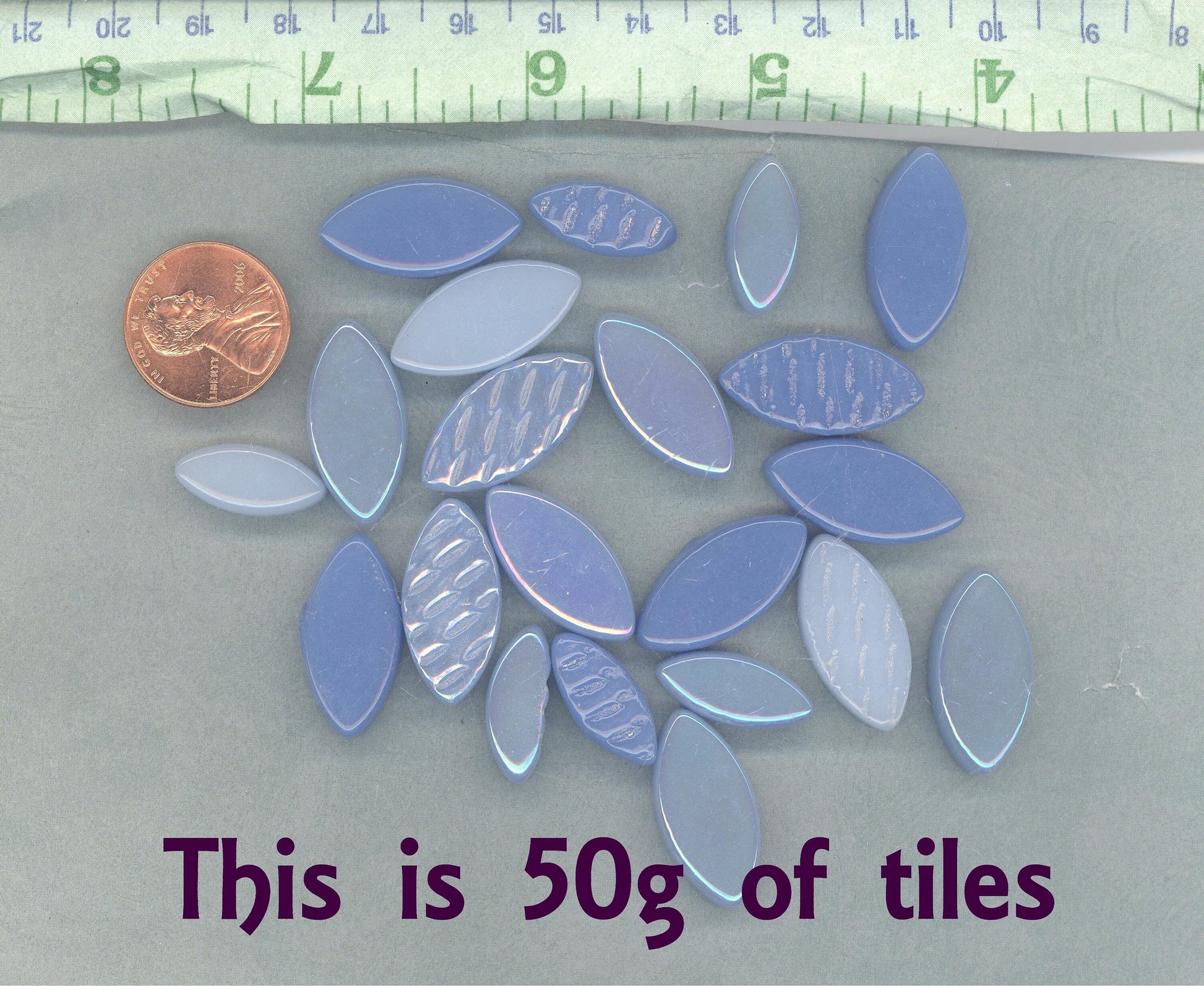 Shades of Blue Glass Leaves - 50g of Petals in 14mm and 19mm Mix of 2 Sizes - Himalayan Poppy