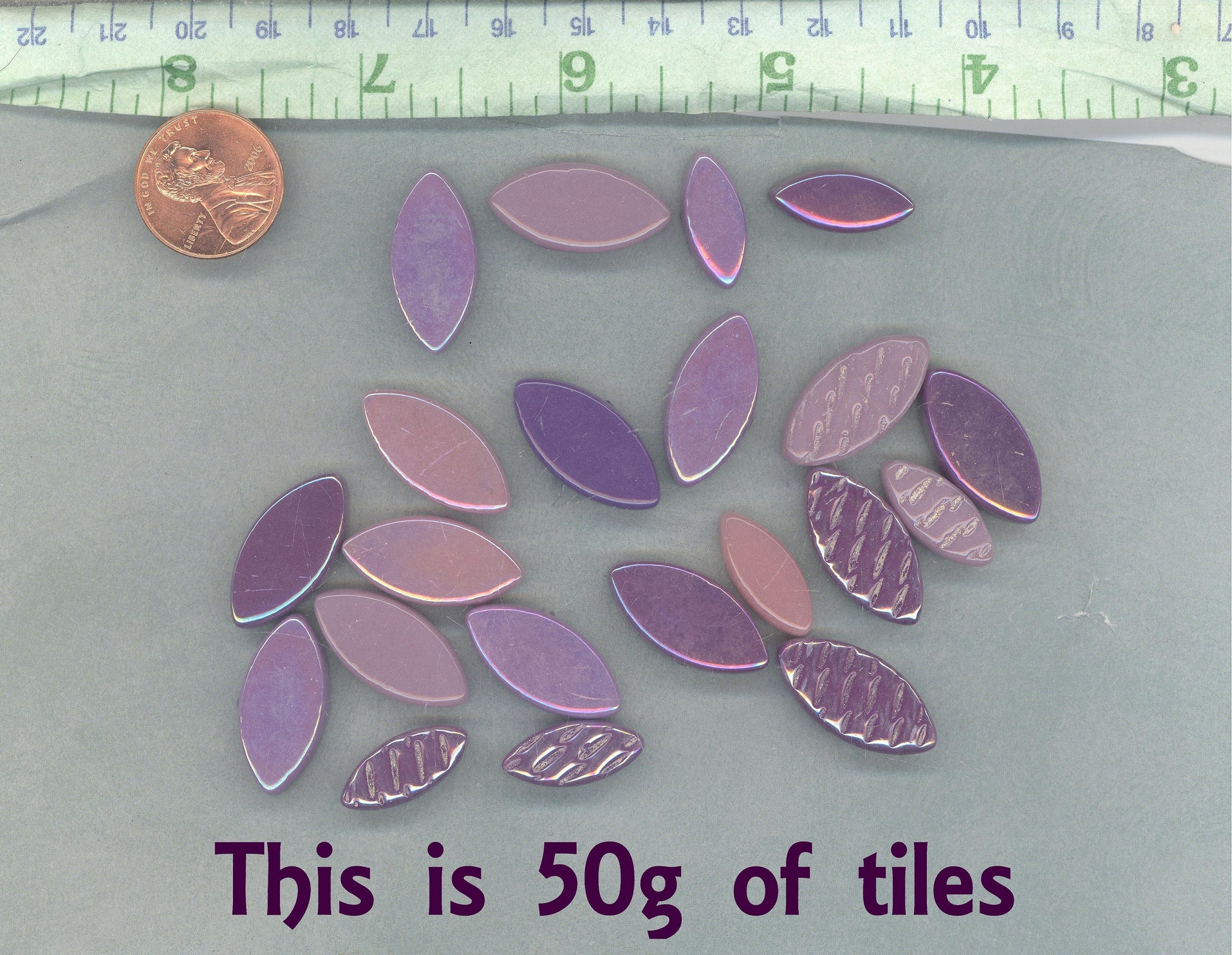 Pink and Purple Glass Leaves - 50g of Petals in 14mm and 19mm Mix of 2 Sizes - Heather