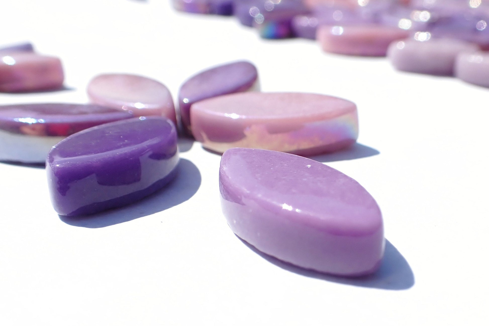 Pink and Purple Glass Leaves - 50g of Petals in 14mm and 19mm Mix of 2 Sizes - Heather