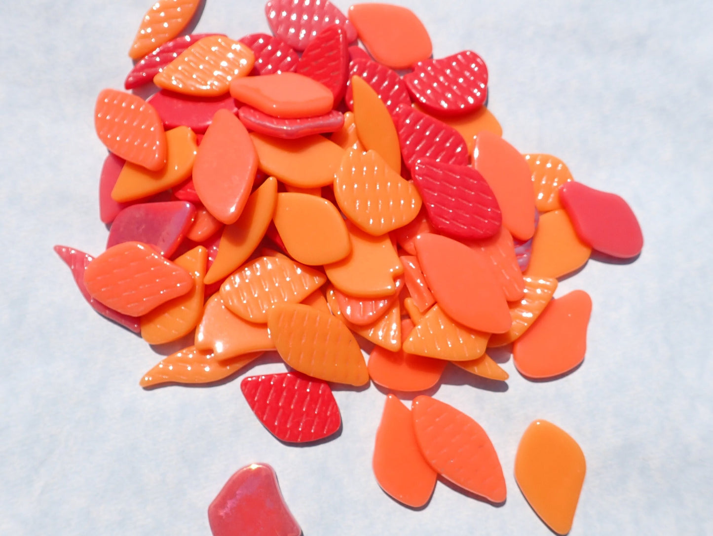 Orange and Red Glass Petals - 50g of Leaves in a Mix of Shapes and Sizes - Nasturtium Bouquet