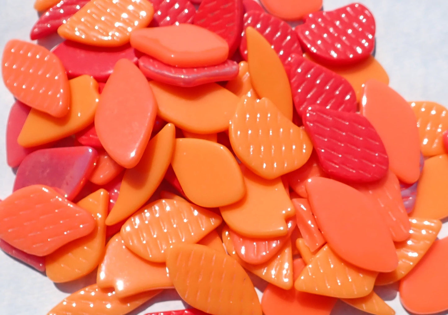 Orange and Red Glass Petals - 50g of Leaves in a Mix of Shapes and Sizes - Nasturtium Bouquet