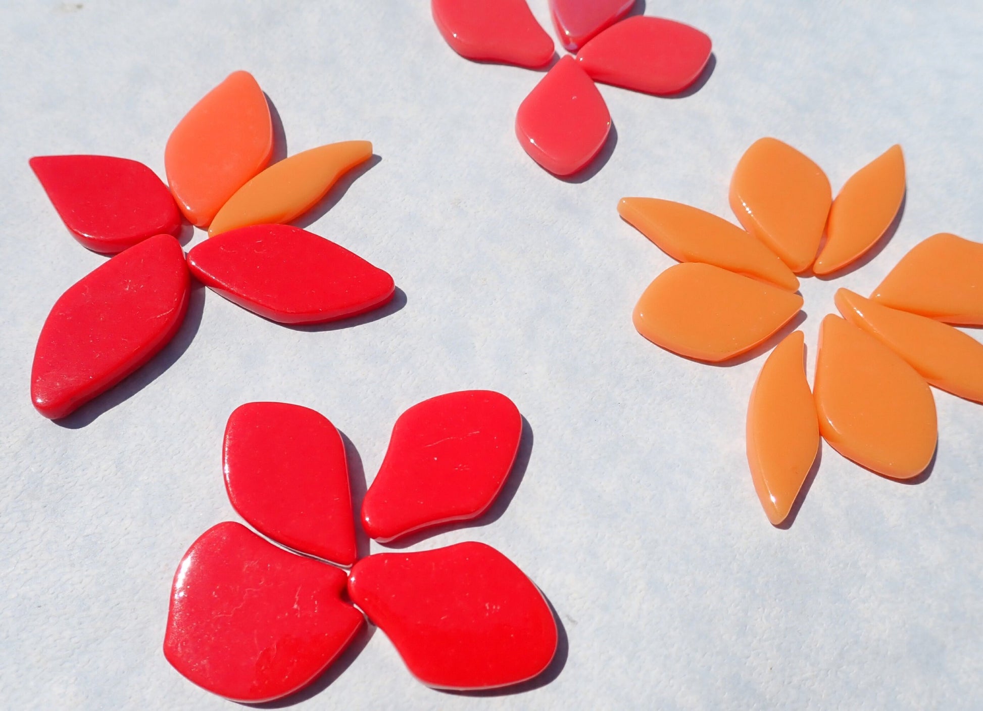 Orange and Red Glass Petals - 50g of Leaves in a Mix of Shapes and Sizes - Nasturtium Bouquet
