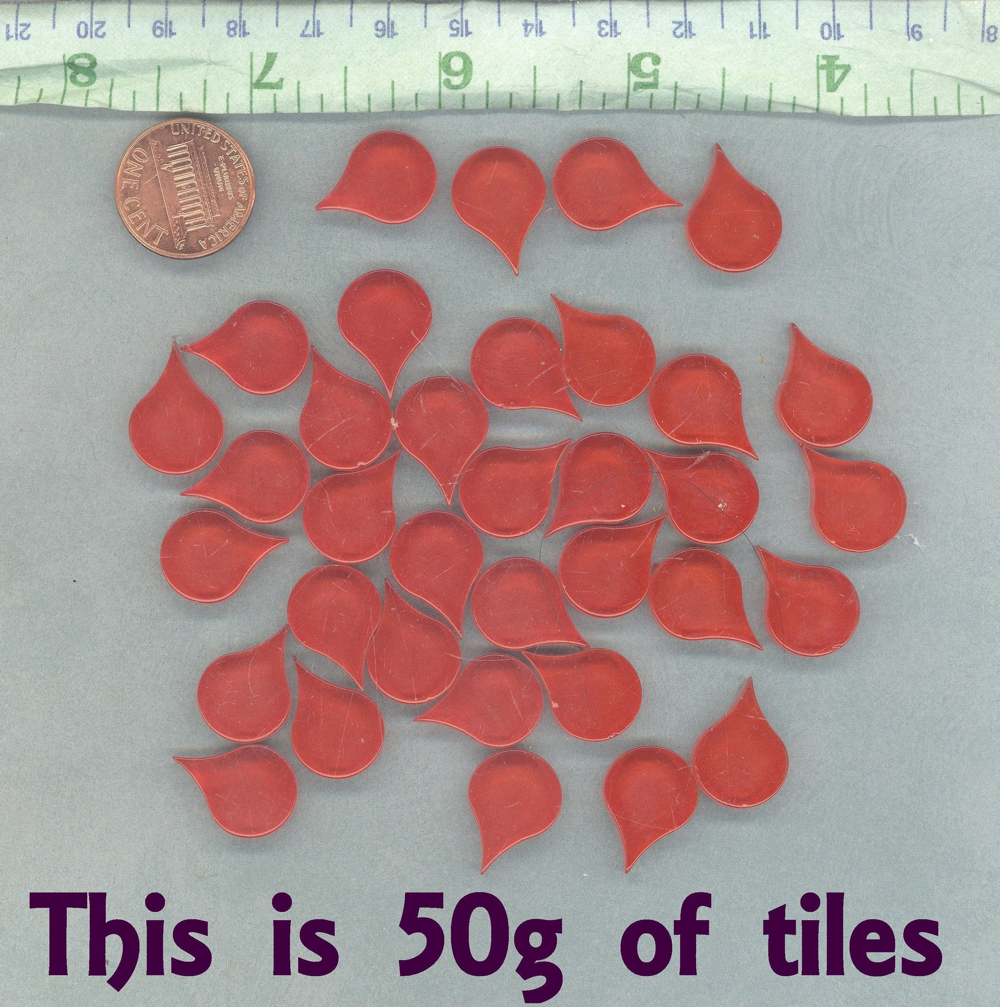 Carmine Red Raindrop Glass Tiles - 50g - Over 30 Crystal Mandala Mosaic Tiles