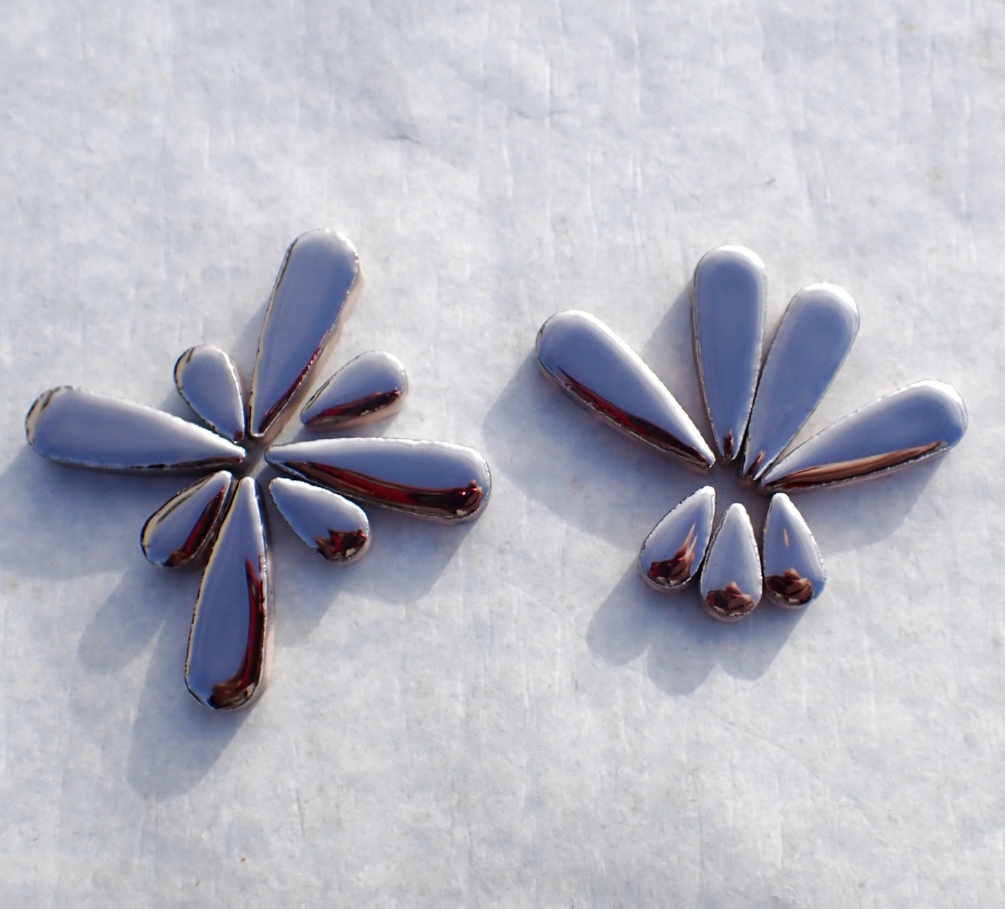 Silver Metallic Teardrop Mosaic Tiles - 50g Ceramic Petals in Mix of 2 Sizes 1/2" and 3/5"