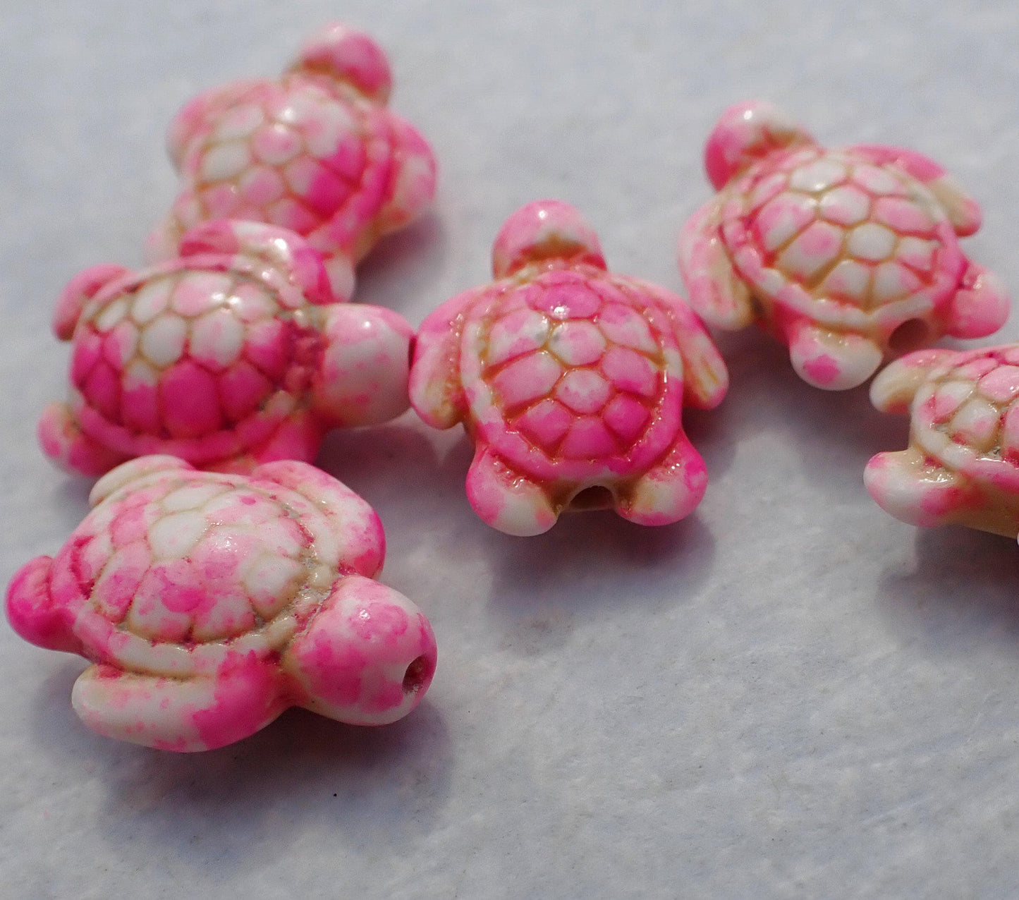 Pink Colorful Sea Turtles Stone Beads - Half or Full Strand - Use for Mosaics