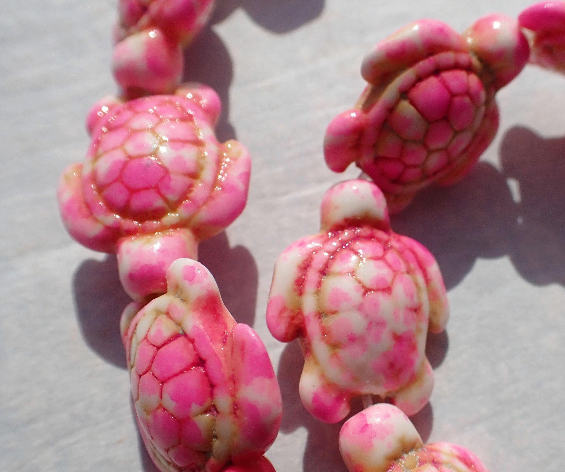 Pink Colorful Sea Turtles Stone Beads - Half or Full Strand - Use for Mosaics