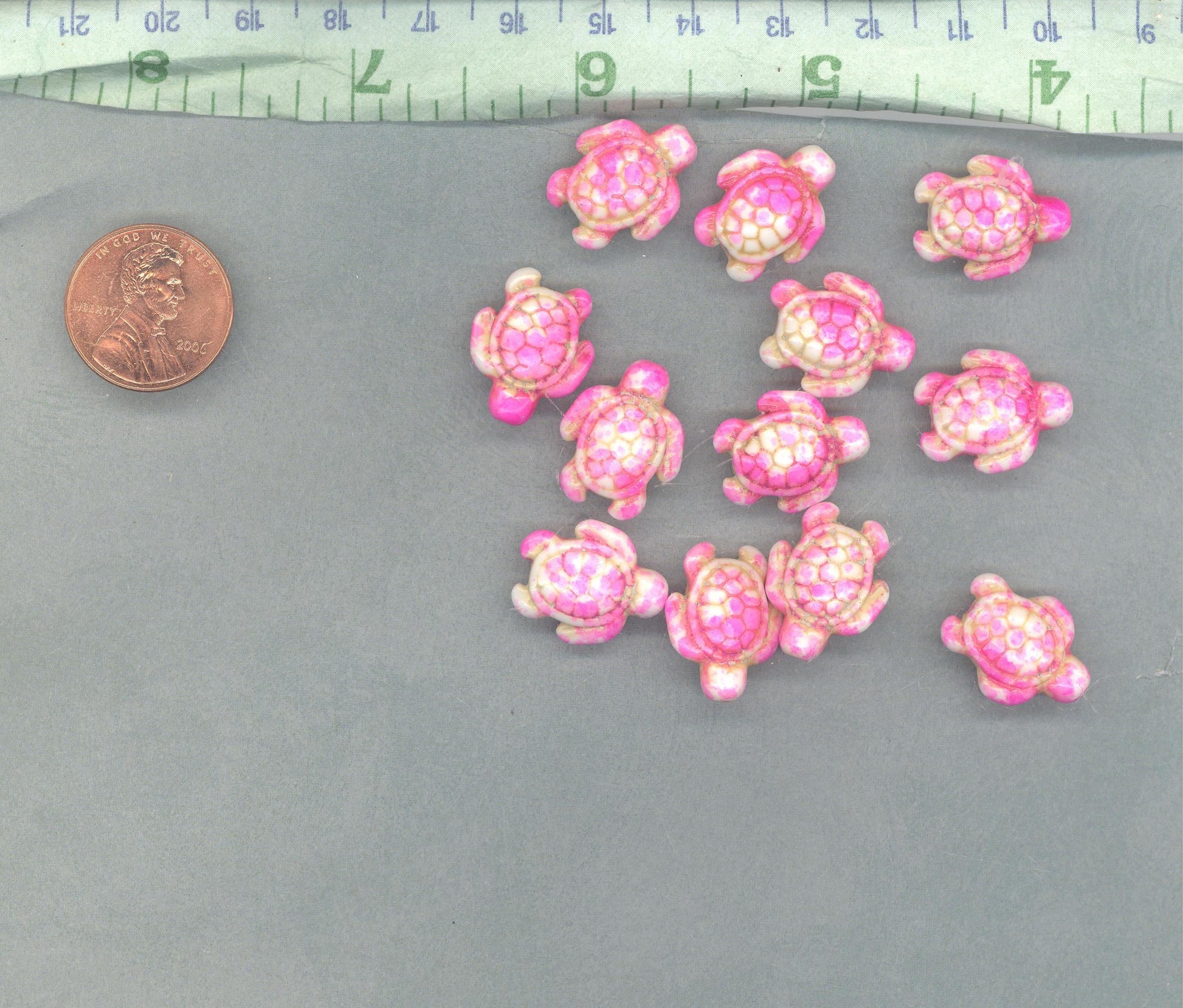 Pink Colorful Sea Turtles Stone Beads - Half or Full Strand - Use for Mosaics