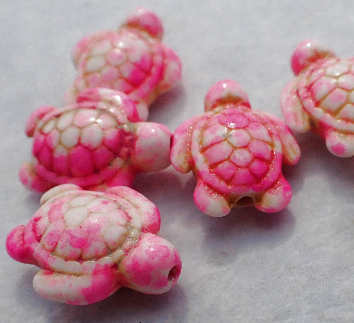 Pink Colorful Sea Turtles Stone Beads - Half or Full Strand - Use for Mosaics