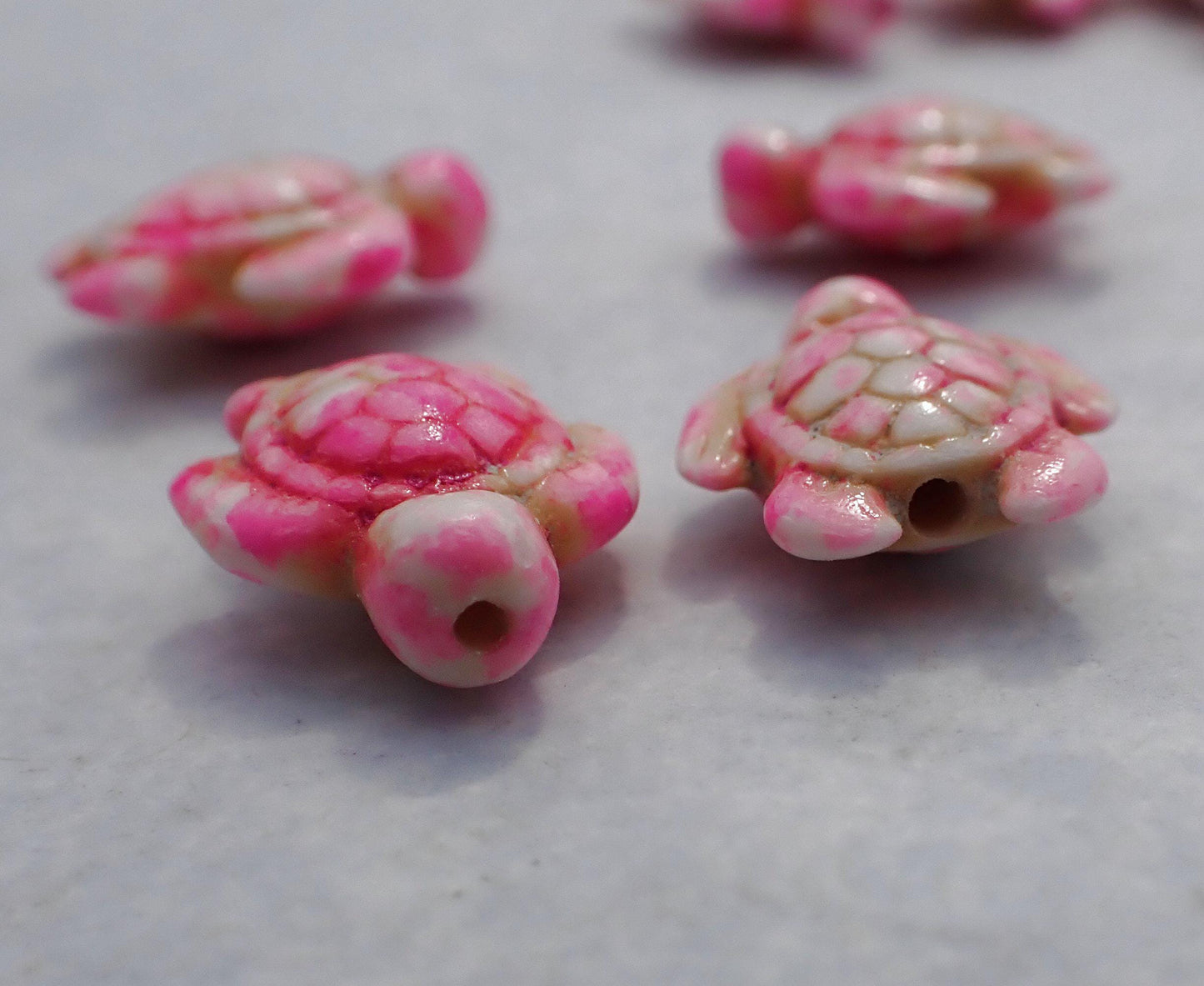 Pink Colorful Sea Turtles Stone Beads - Half or Full Strand - Use for Mosaics