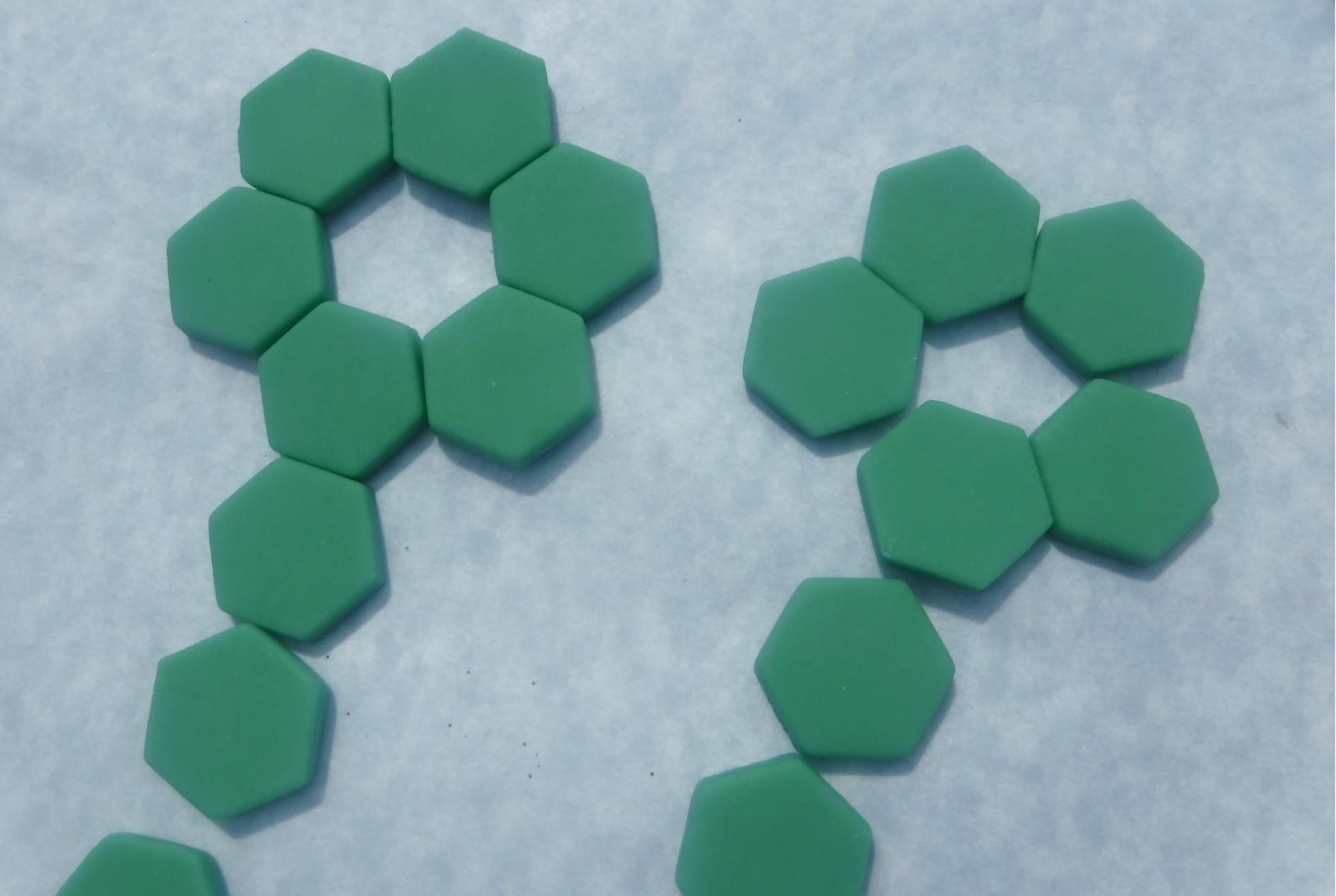 Mint Green Hexagon Mosaic Tiles - 25 Glass 23mm MATTE Tiles