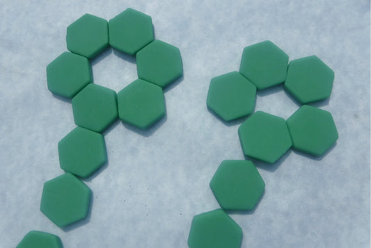 Mint Green Hexagon Mosaic Tiles - 25 Glass 23mm MATTE Tiles