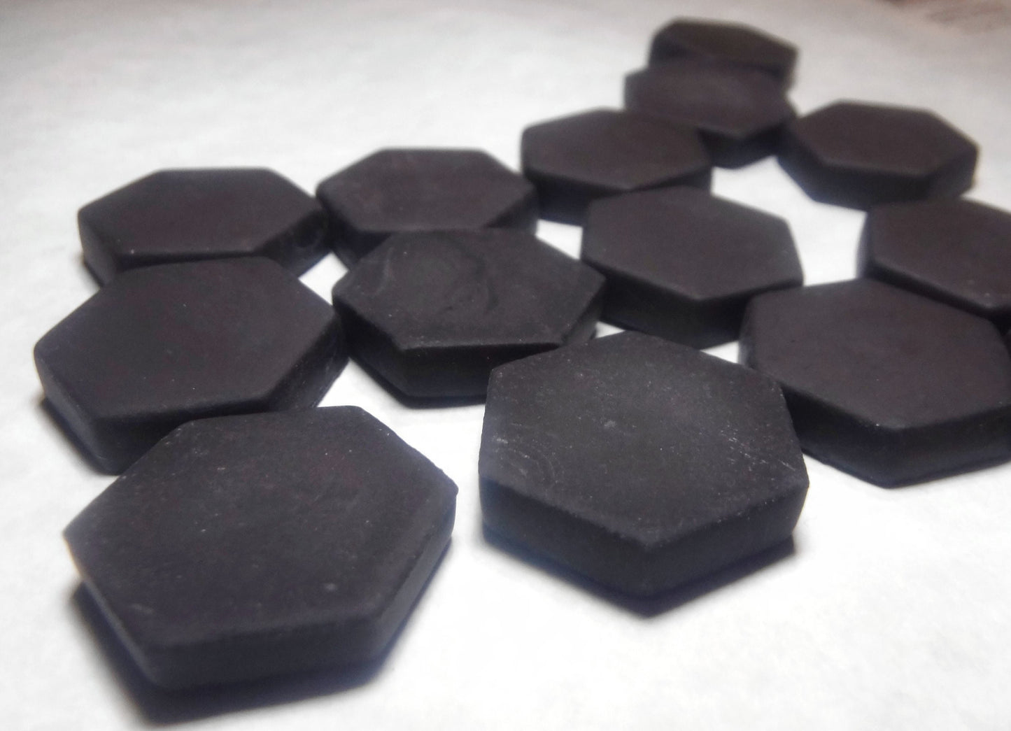 Black Hexagon Mosaic Tiles - 25 Glass 23mm MATTE Tiles