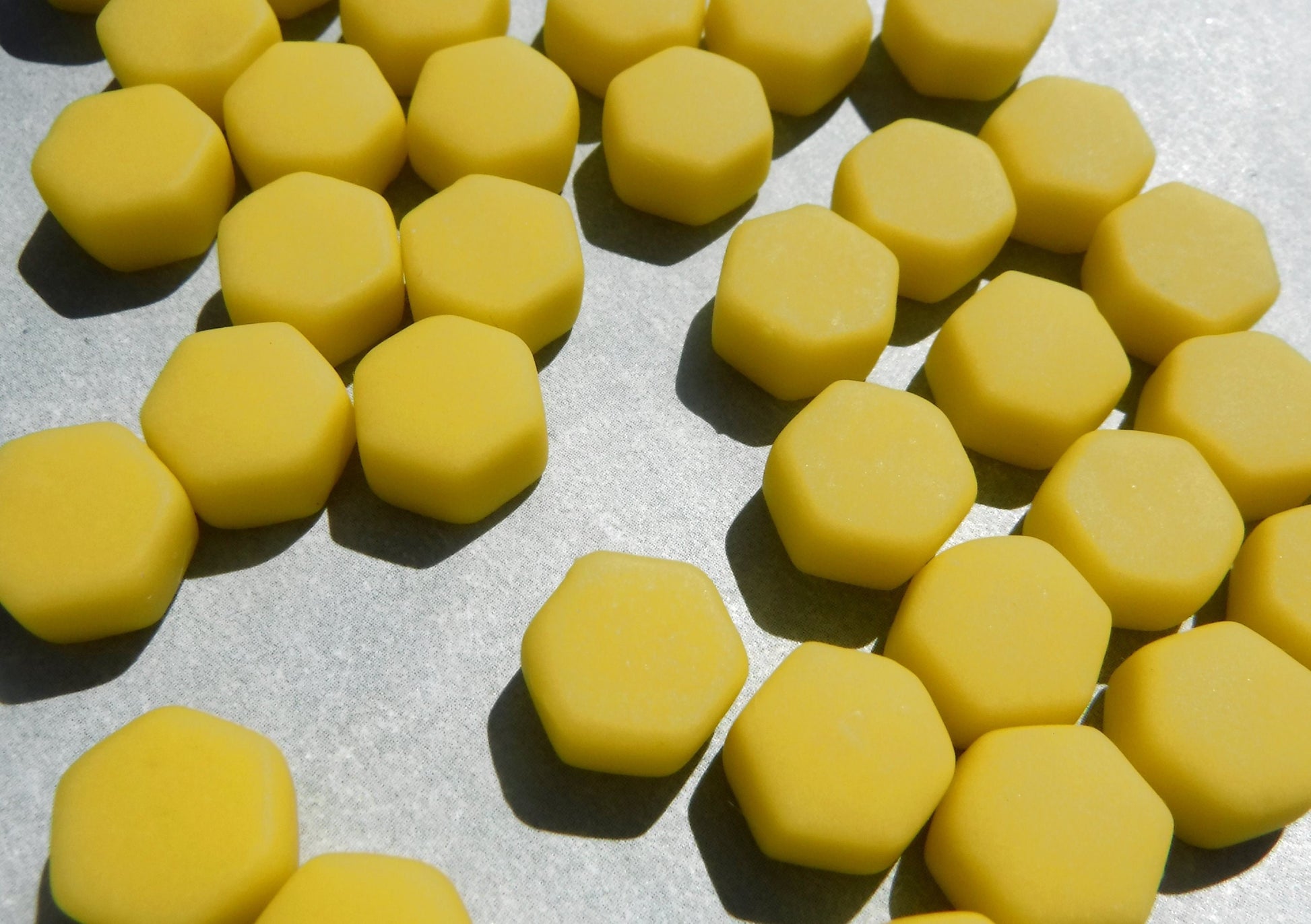 Mellow Yellow Hexagon Glass Mosaic Tiles - 10mm - 50g - MATTE Finish