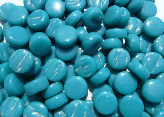 Dark Teal MINI Glass Drops Mosaic Tiles - 50 grams - 8mm - Over 100 Gems