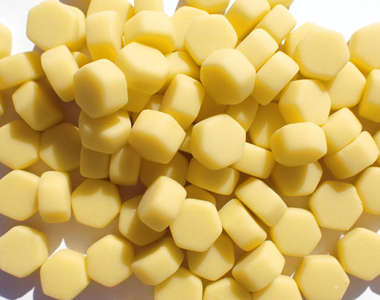 Mellow Yellow Hexagon Glass Mosaic Tiles - 10mm - 50g - MATTE Finish