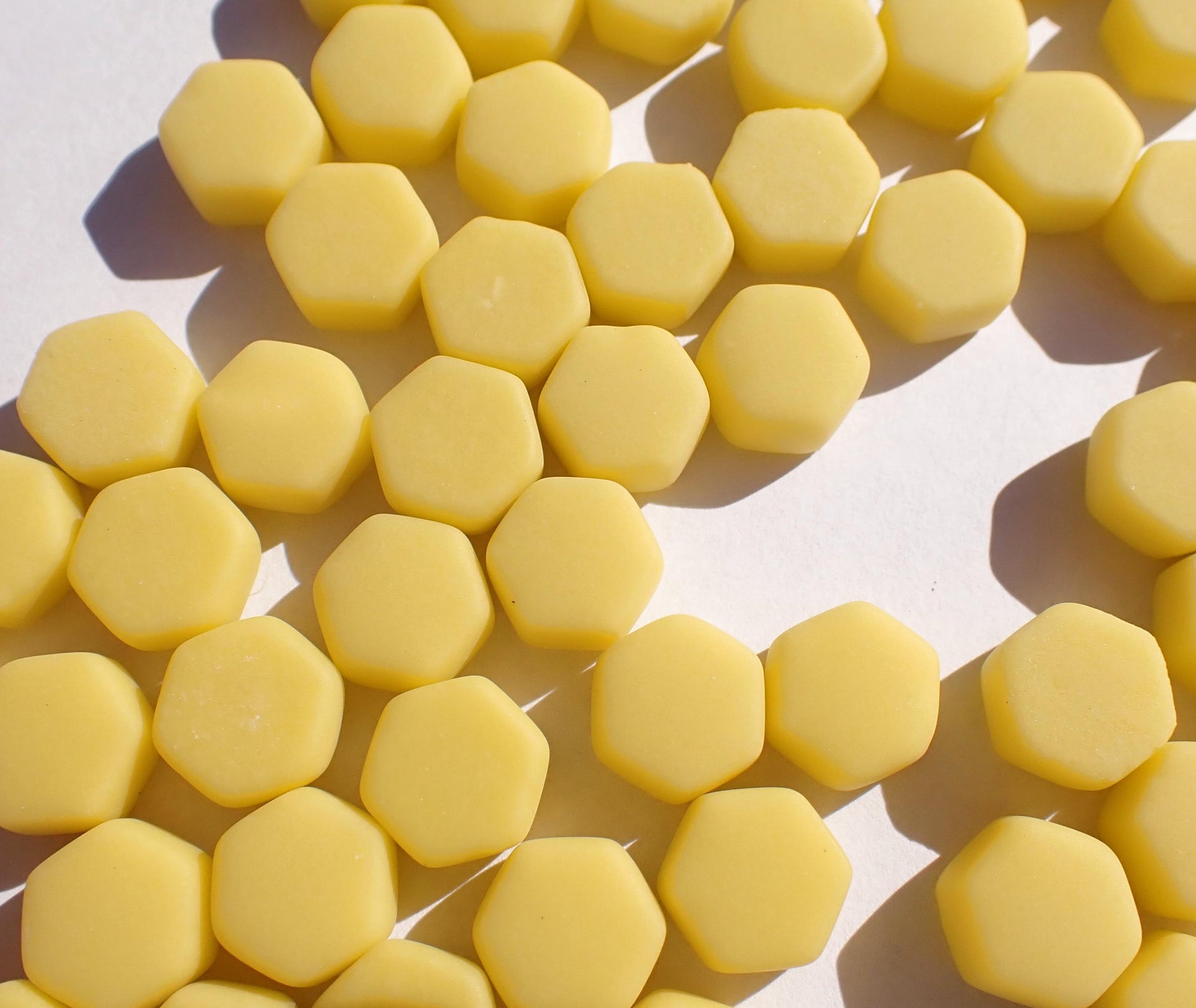 Mellow Yellow Hexagon Glass Mosaic Tiles - 10mm - 50g - MATTE Finish